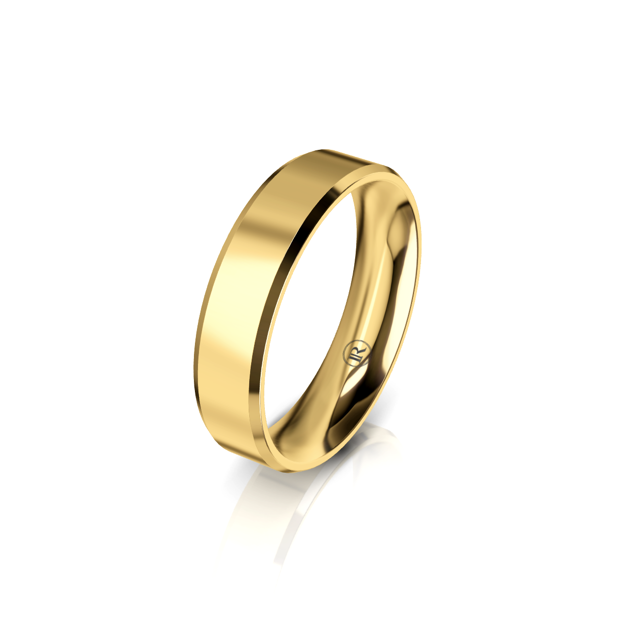 9ct Yellow Gold Flat Bevelled Edge Wedding Ring