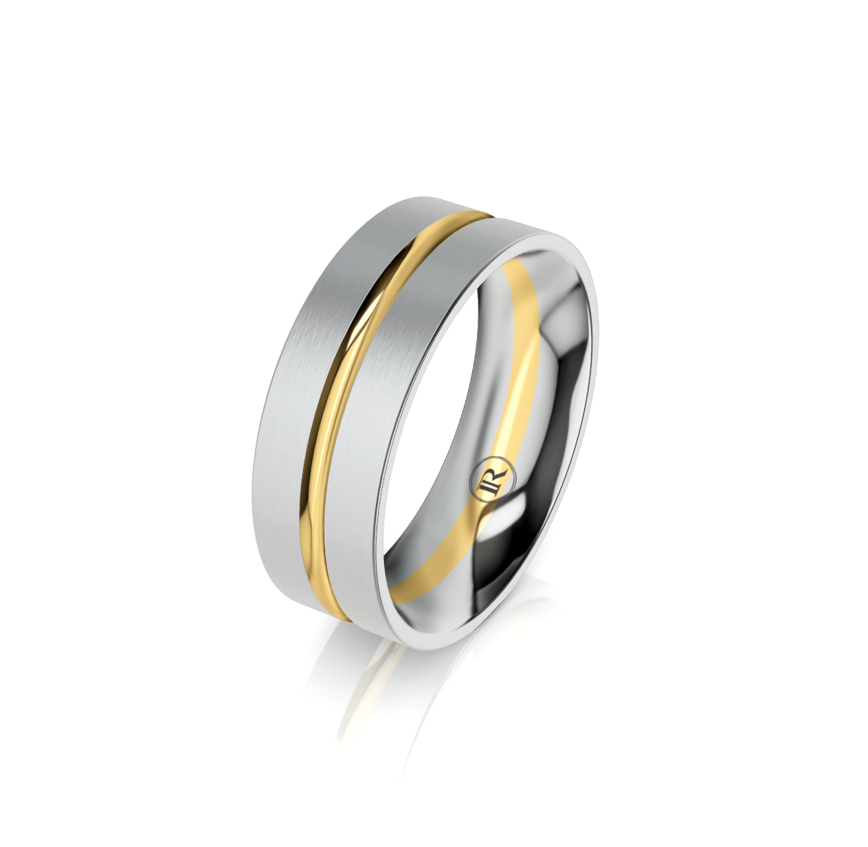 9ct White and Yellow Gold Two Tone Wedding Ring