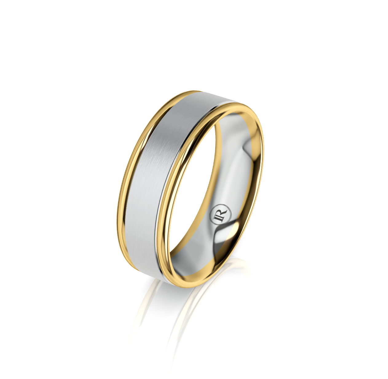 9ct White and Yellow Gold Two Tone Wedding Ring