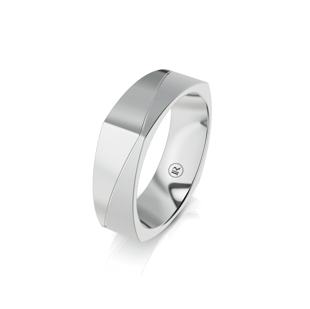 9ct White Gold Square Wedding Ring