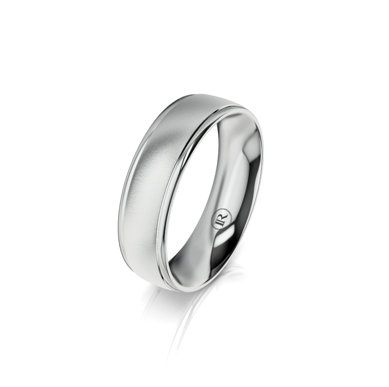 9ct White Gold Groove Detail Wedding Ring
