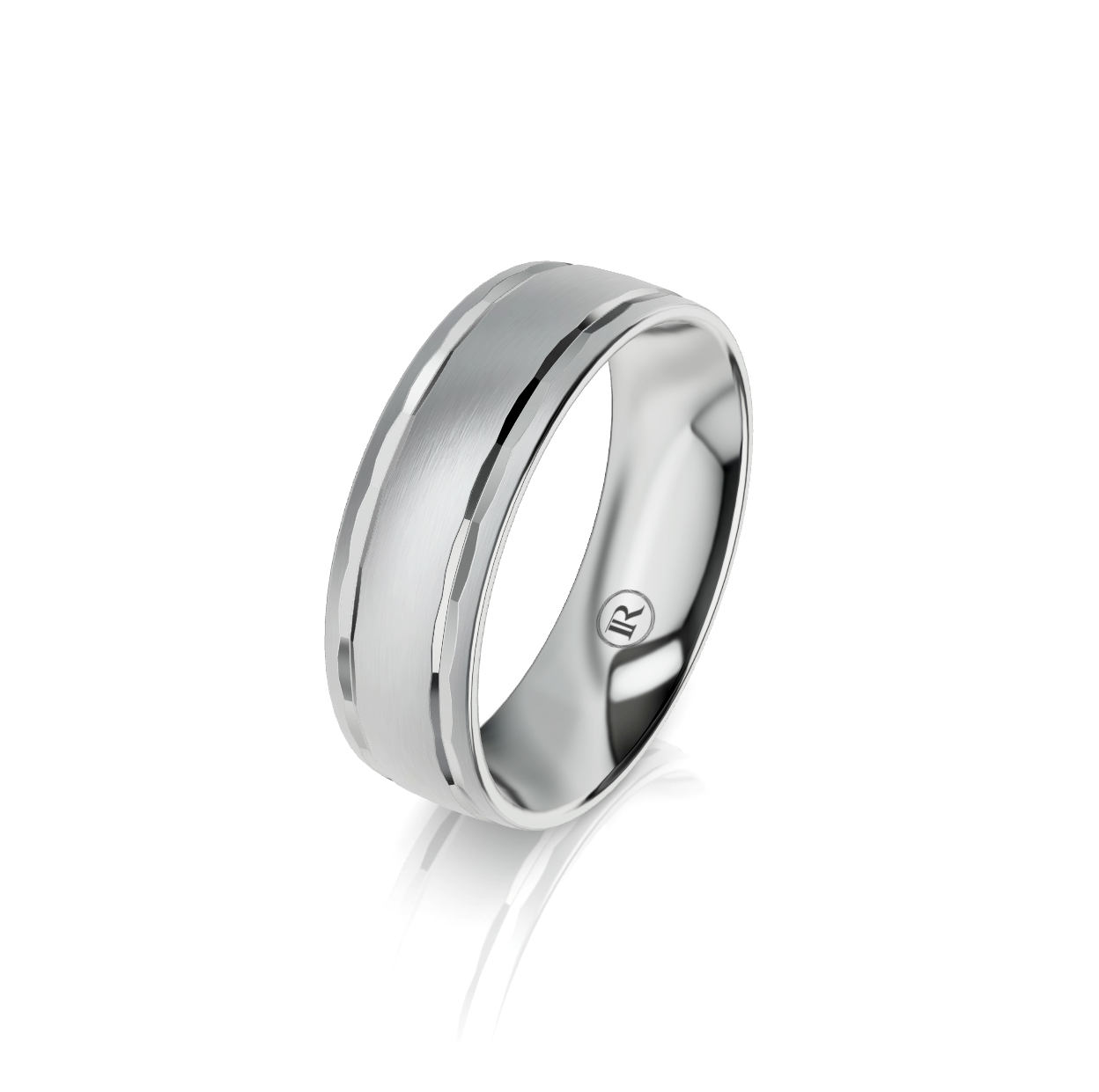 9ct White Gold Facet Edge Wedding Ring