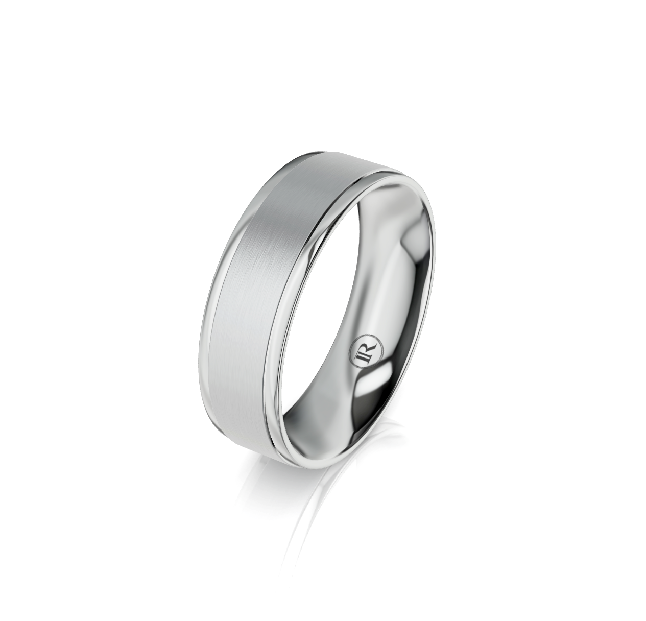 9ct White Gold Groove Detail Wedding Ring