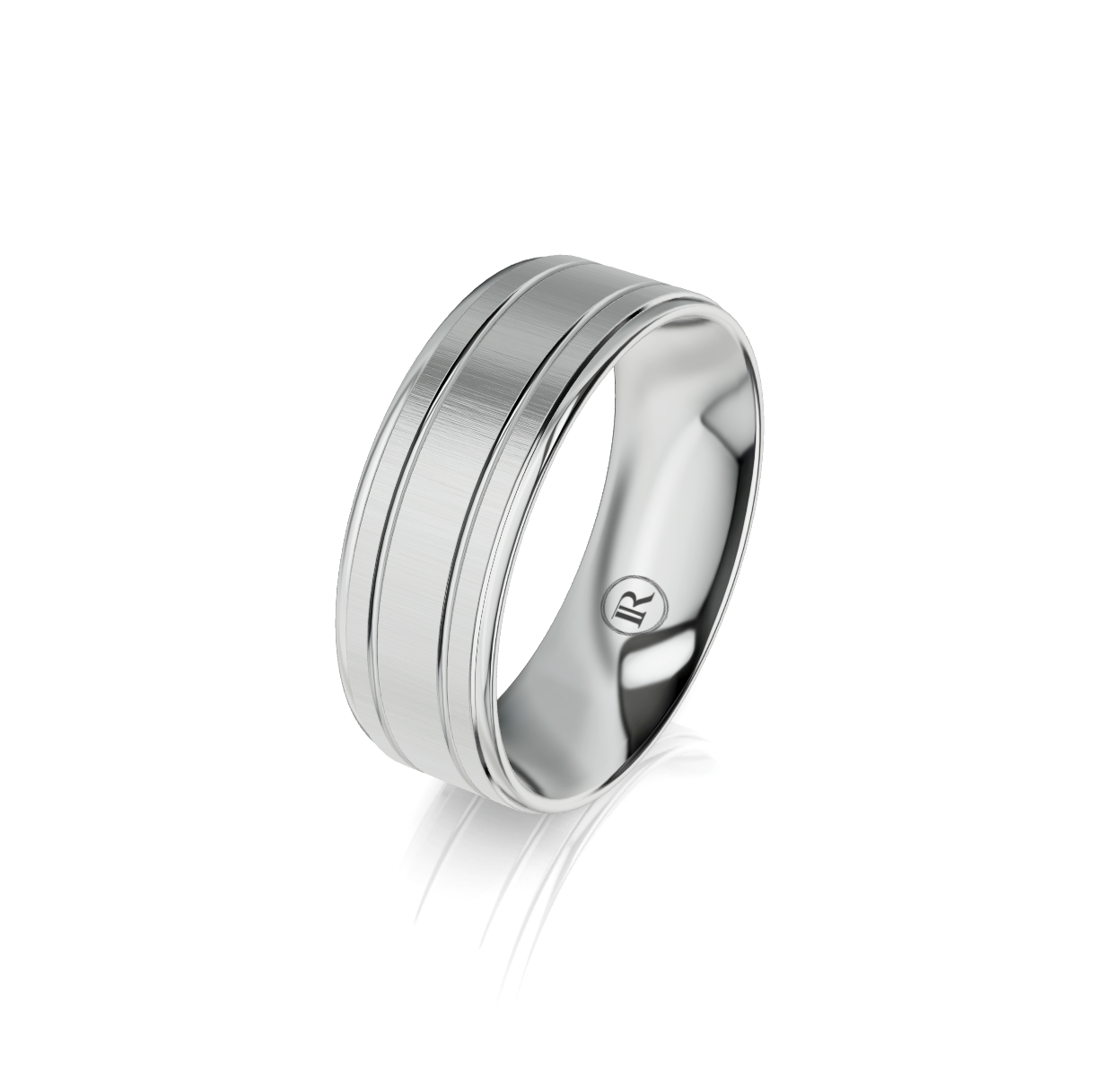 9ct White Gold Grooved Wedding Ring