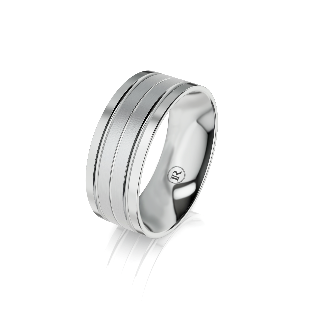 9ct White Gold Grooved Wedding Ring