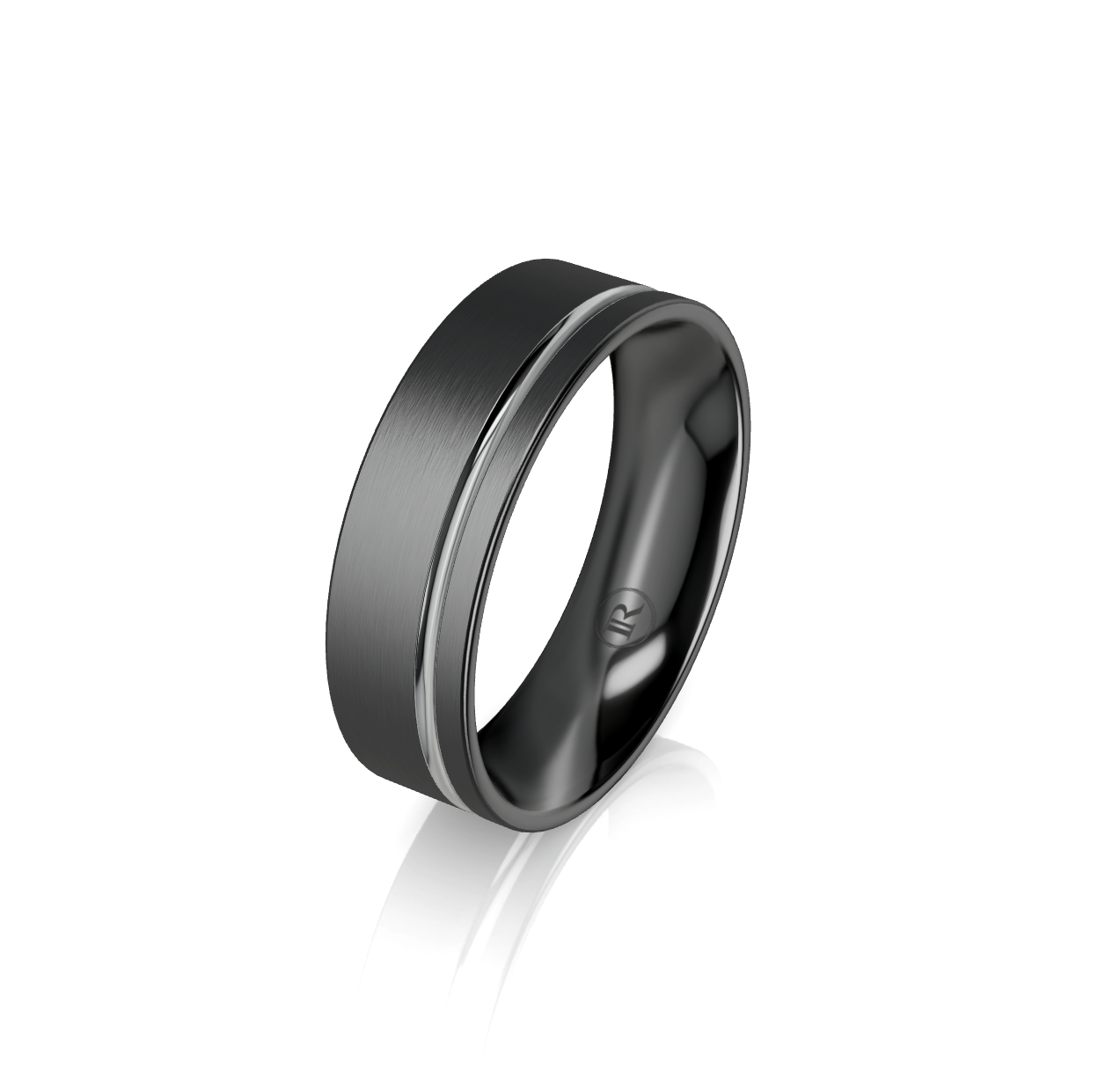 Zirconium Groove Detail Wedding Ring