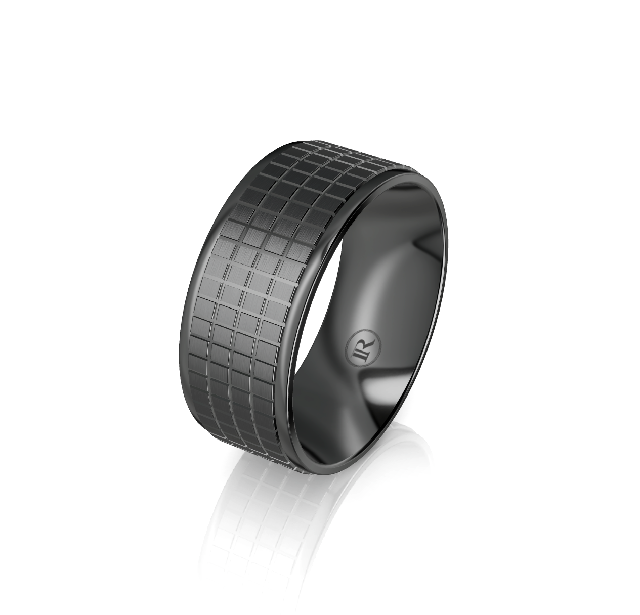 Zirconium Checker Detail Wedding Ring