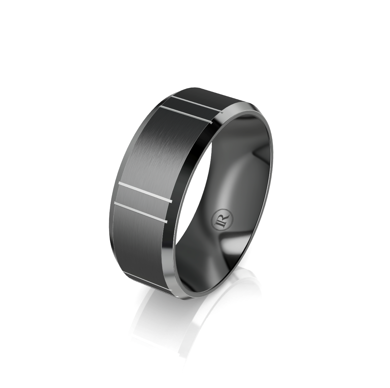 Zirconium Vertical Groove Detail Wedding Ring