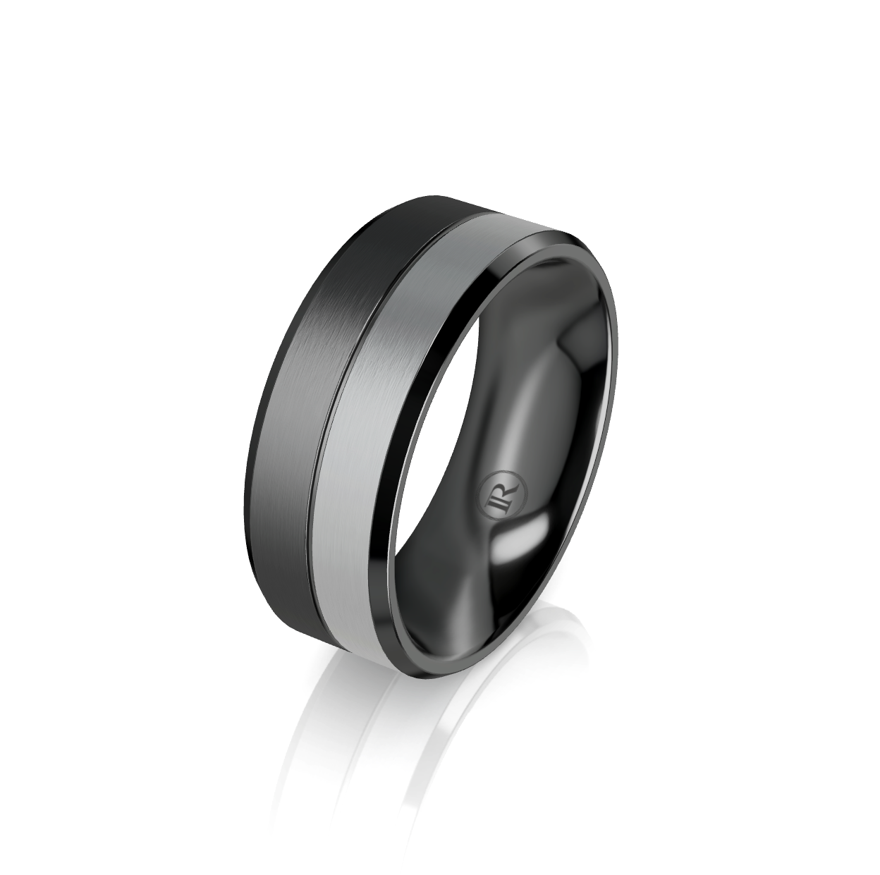 Black and Grey Zirconium Wedding Ring