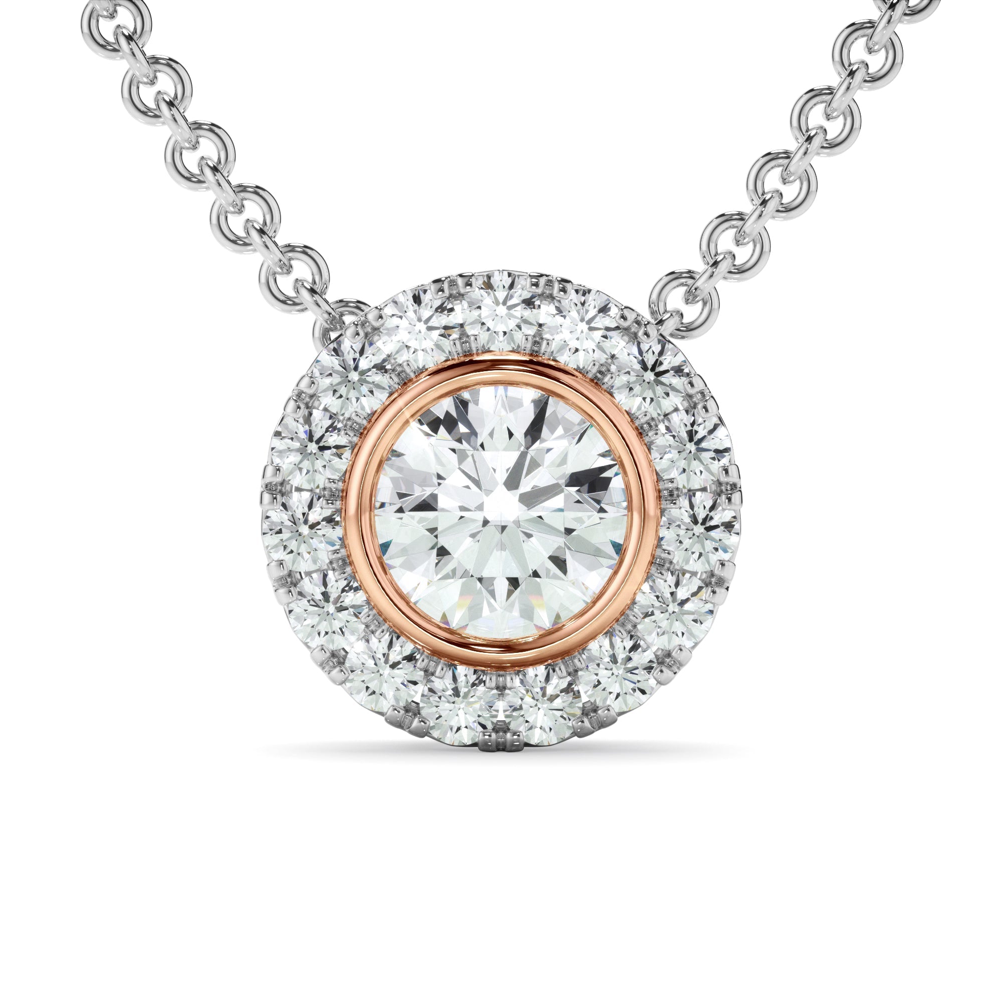 0.70ct Round Brilliant Cut Laboratory-Grown Diamond Halo Necklet