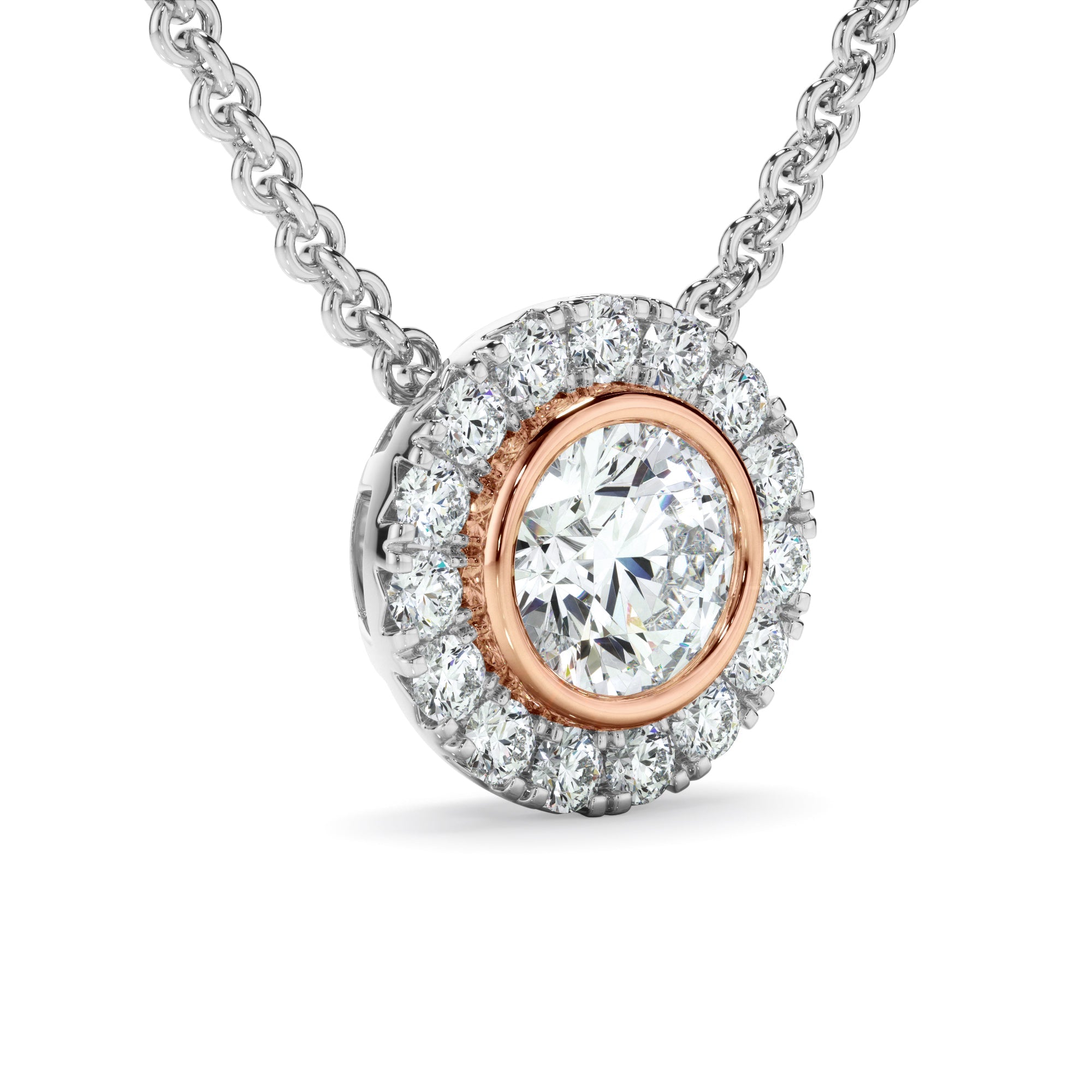 0.70ct Round Brilliant Cut Laboratory-Grown Diamond Halo Necklet