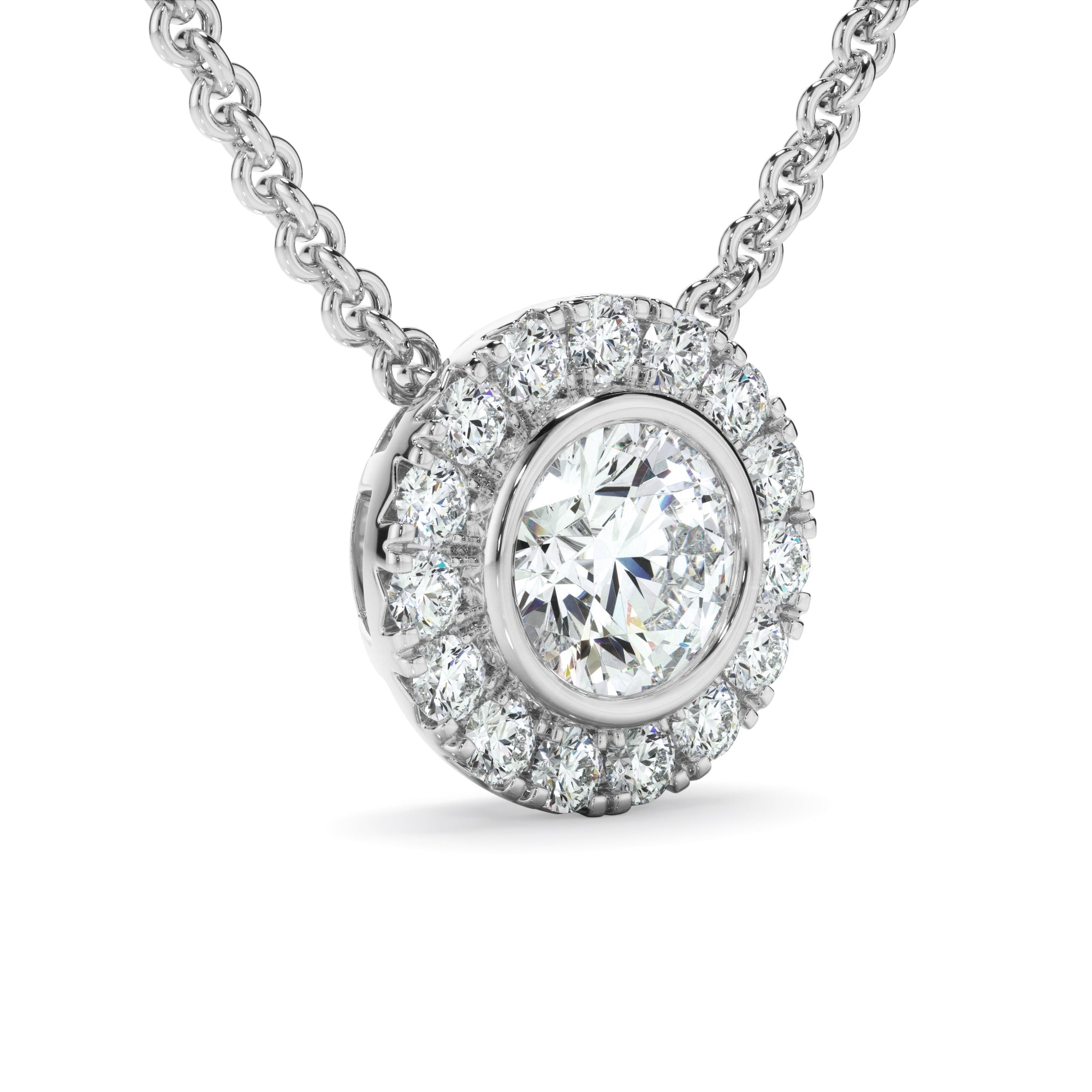 0.70ct Round Brilliant Cut Laboratory-Grown Diamond Halo Necklet