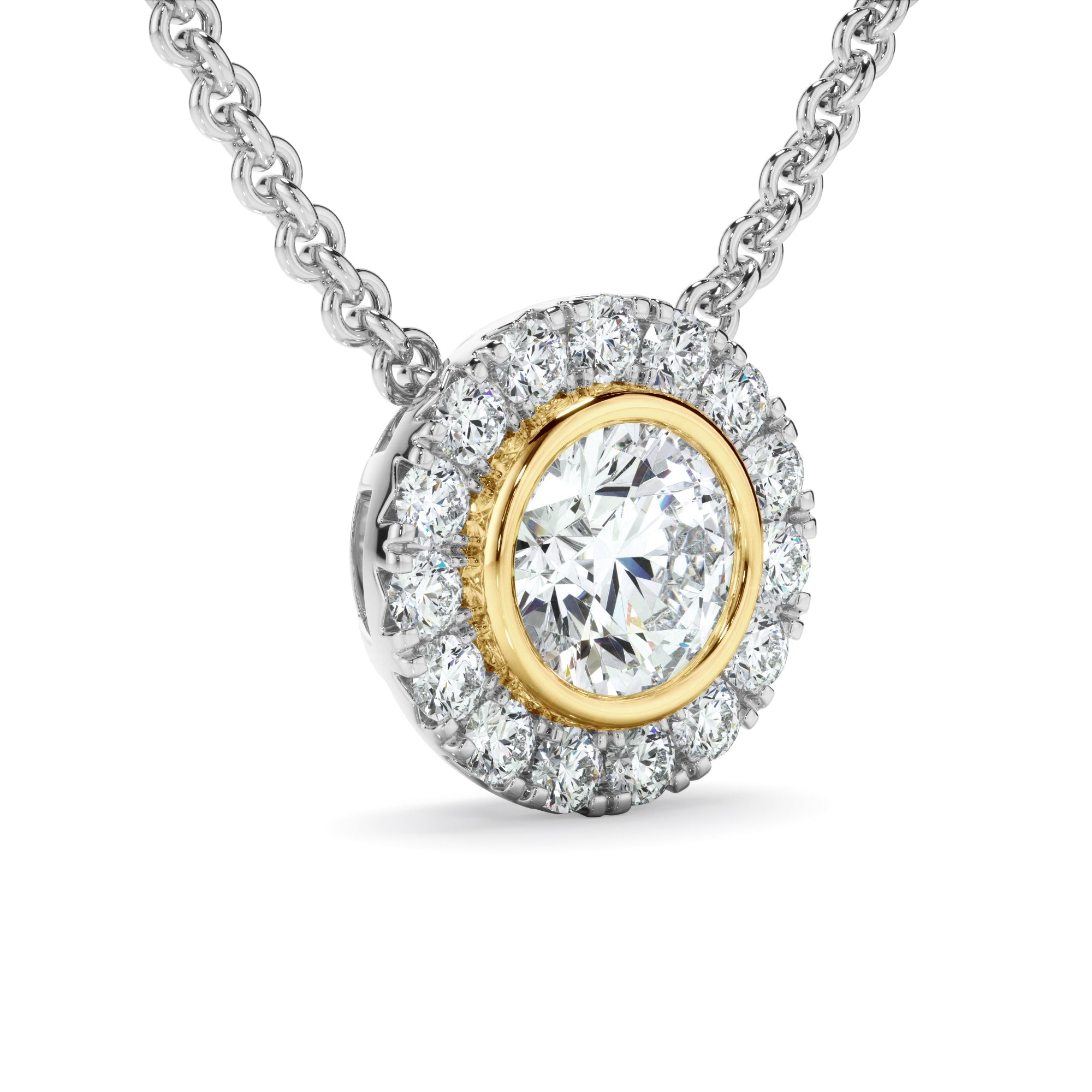 0.70ct Round Brilliant Cut Laboratory-Grown Diamond Halo Necklet