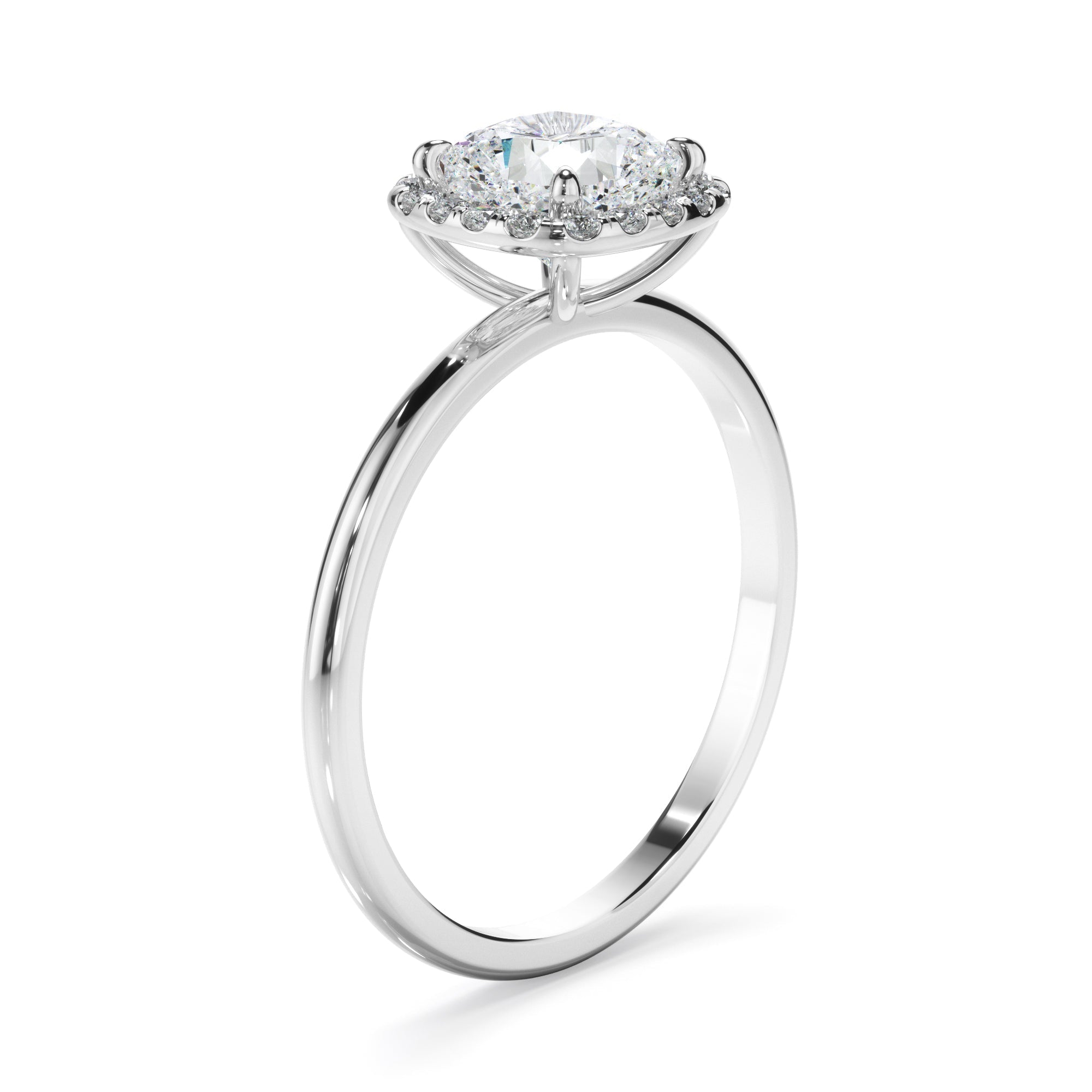 Cushion Cut Diamond Halo Engagement Ring