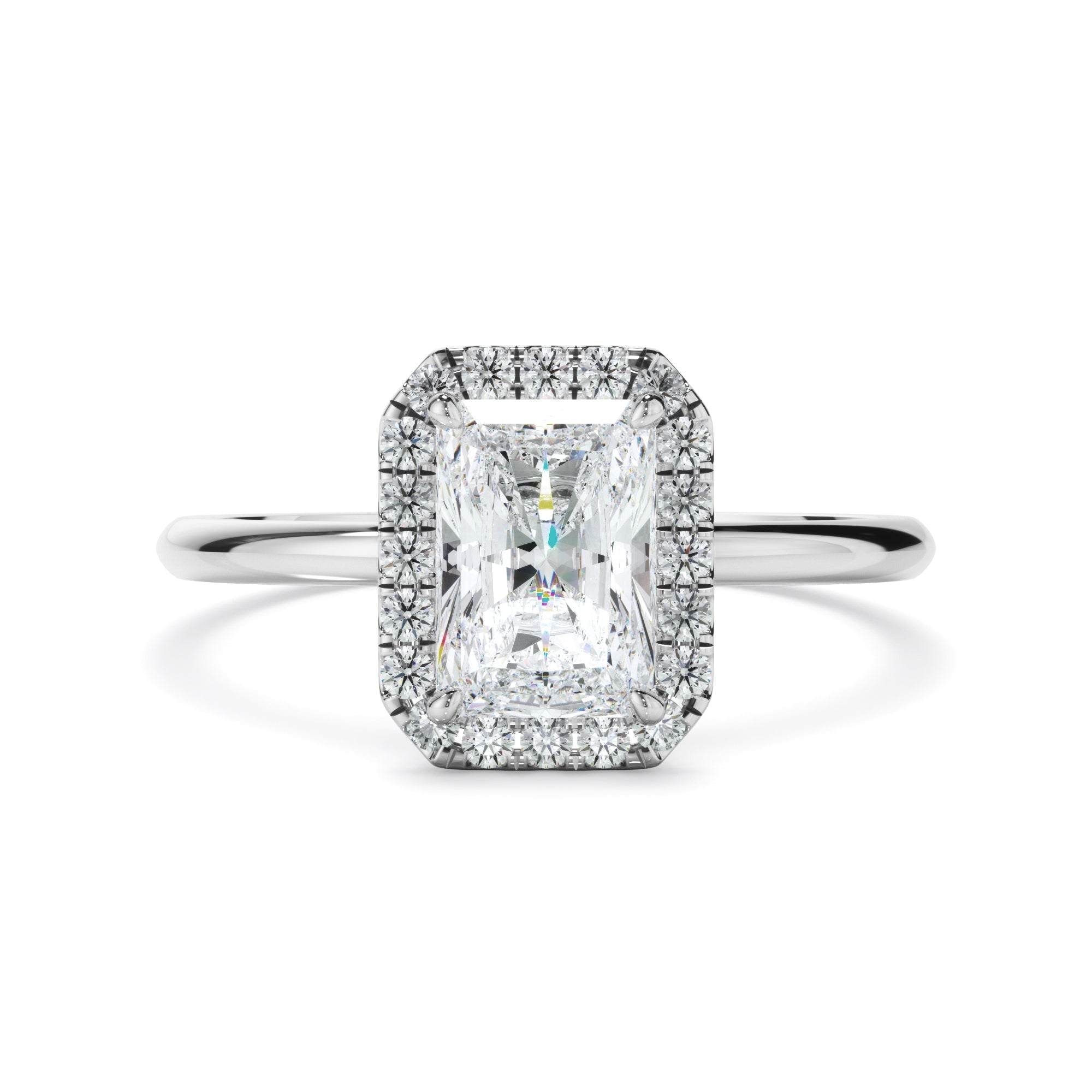 Radiant Cut Diamond Halo Engagement Ring