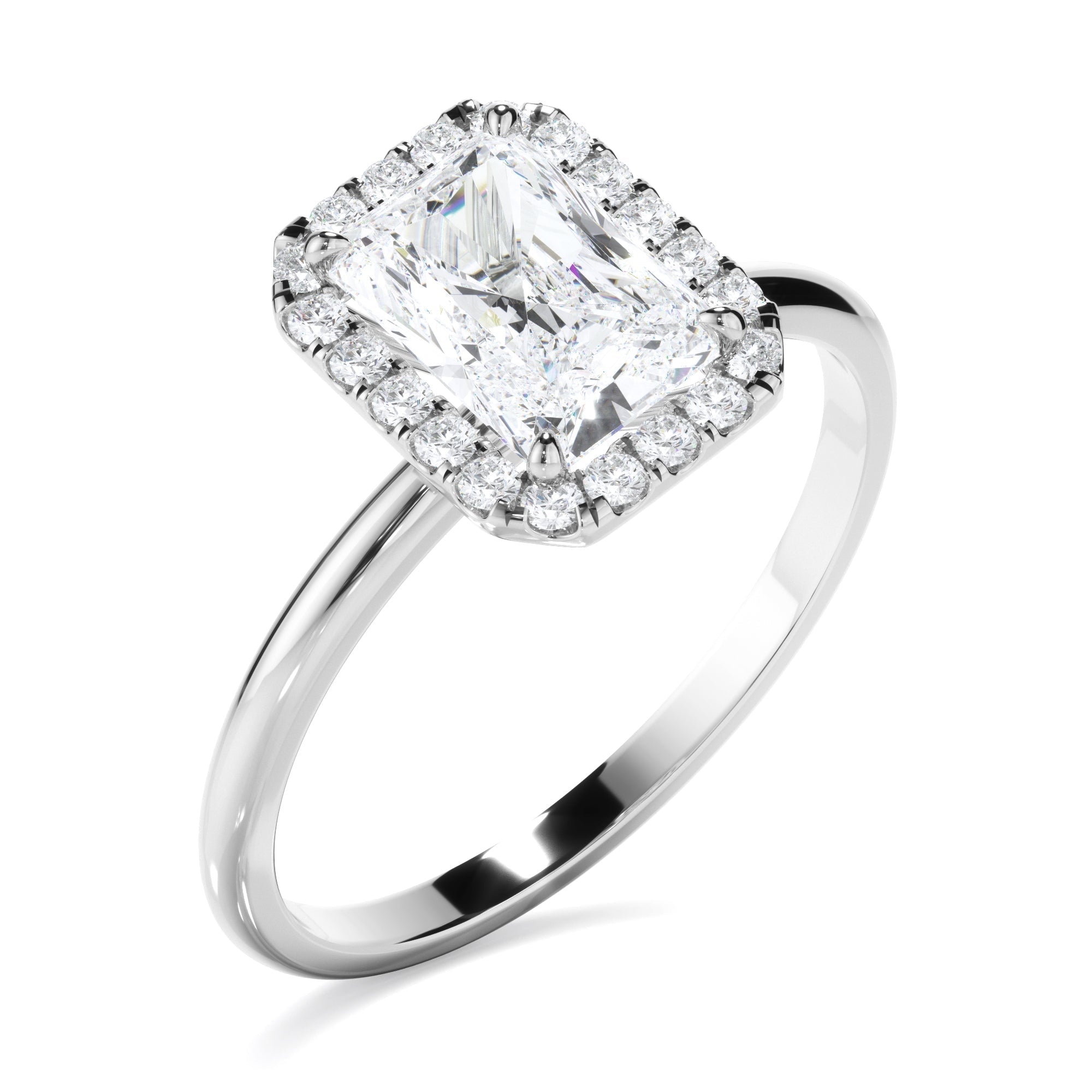 Radiant Cut Diamond Halo Engagement Ring