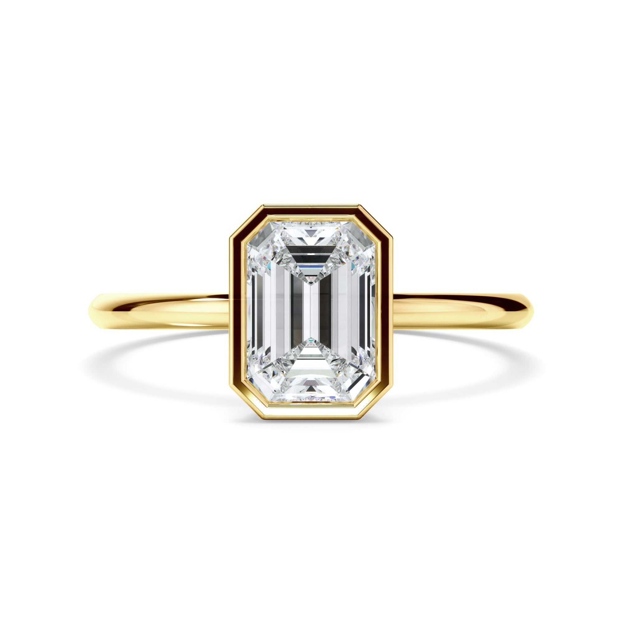 Emerald Cut Diamond Solitaire Bezel Set Engagement Ring