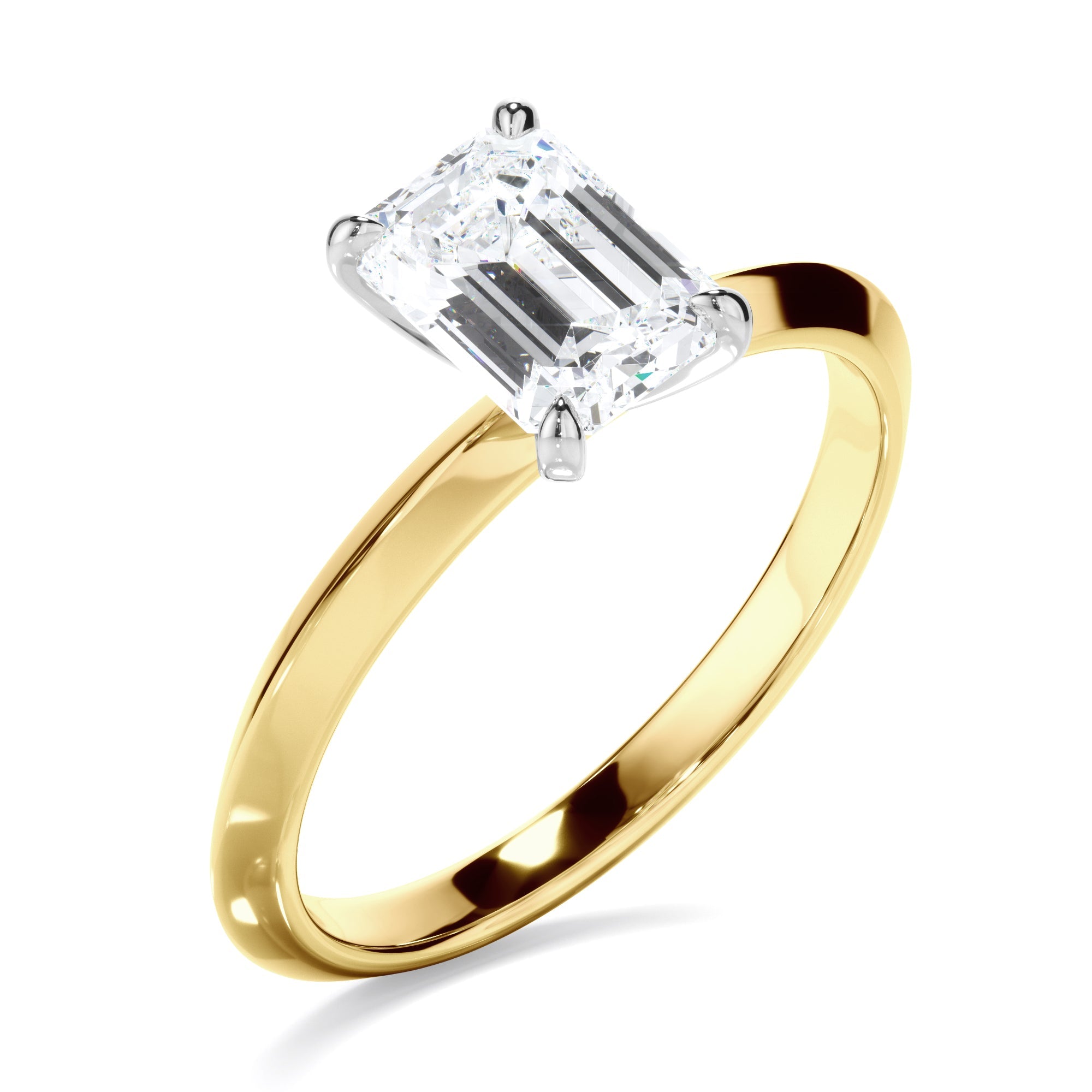 Emerald Cut Diamond Solitaire Knife Edge Engagement Ring