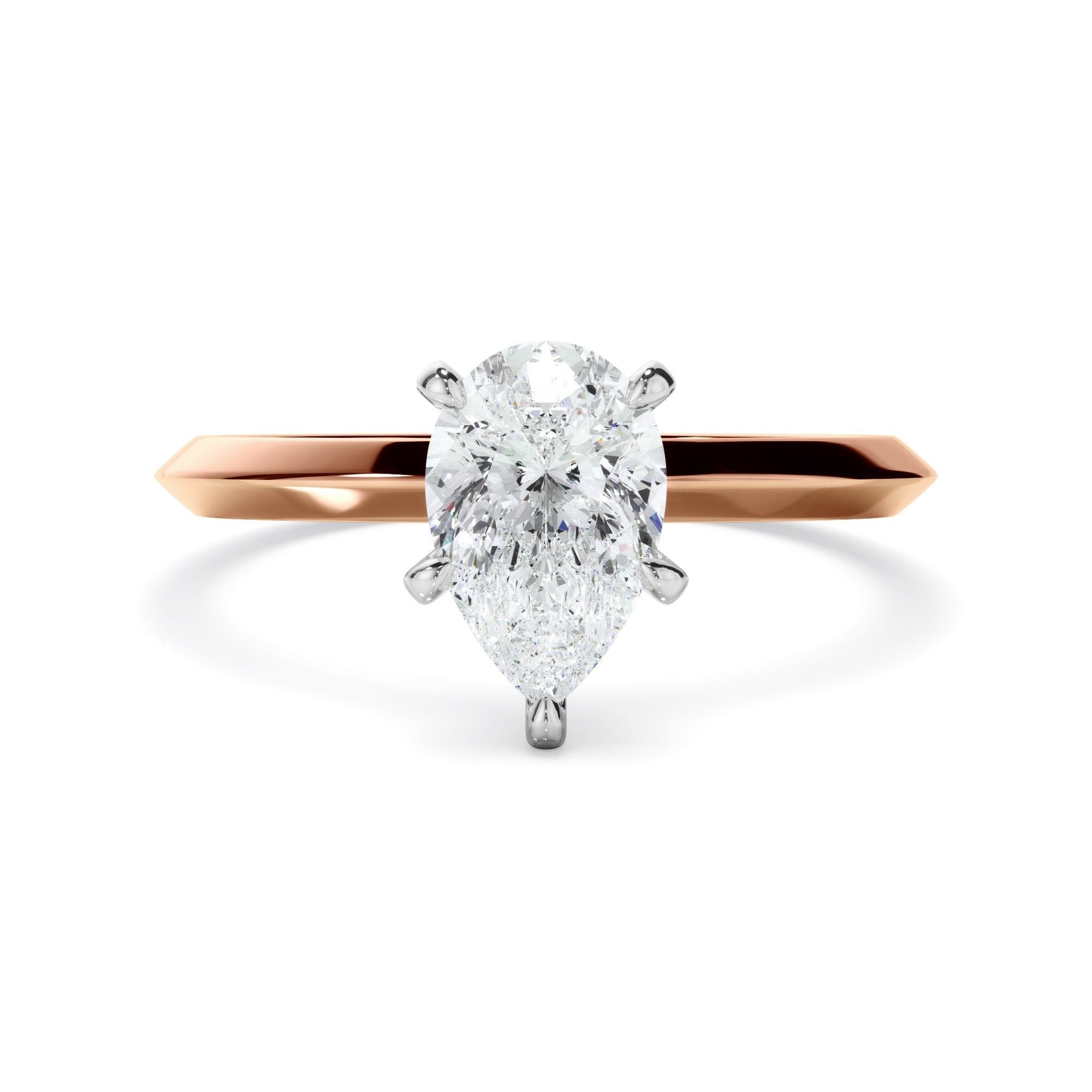 Pear Cut Diamond Solitaire Knife Edge Engagement Ring