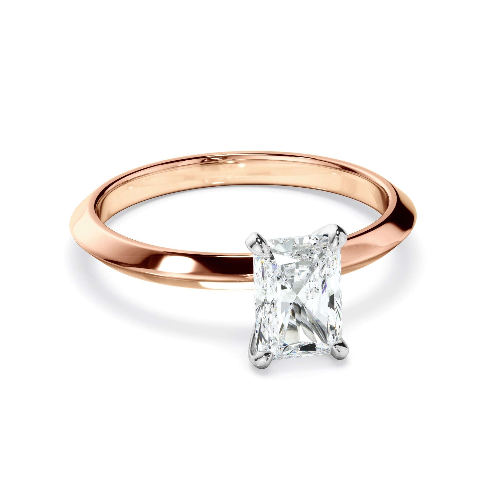 Radiant Cut Diamond Solitaire Knife Edge Engagement Ring