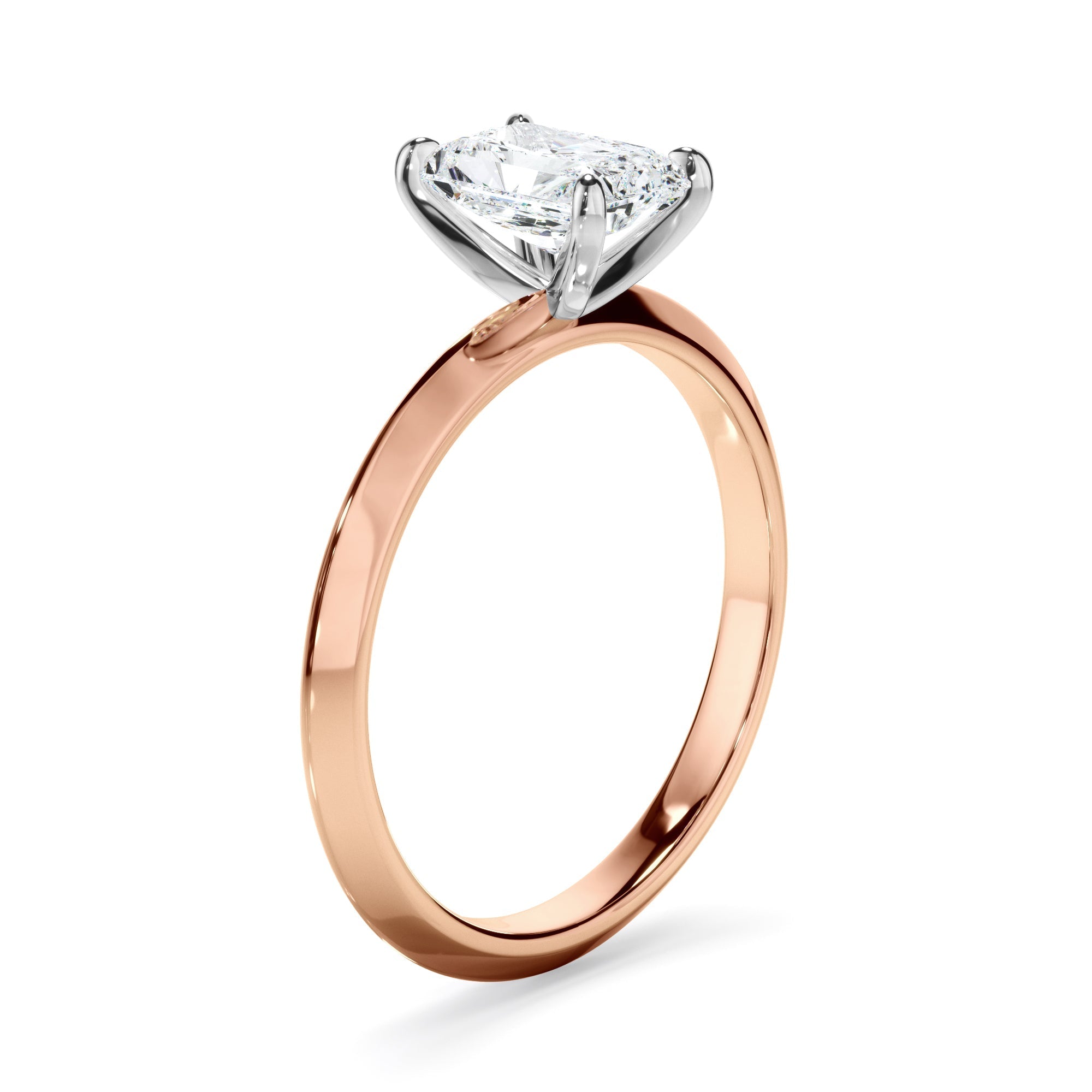 Radiant Cut Diamond Solitaire Knife Edge Engagement Ring