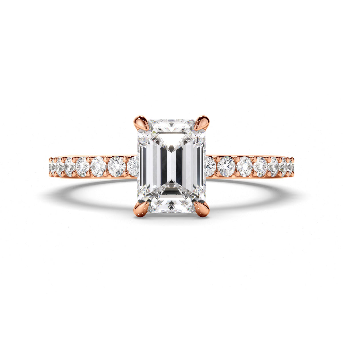 Emerald Cut Diamond Engagement Ring with Diamond Sides