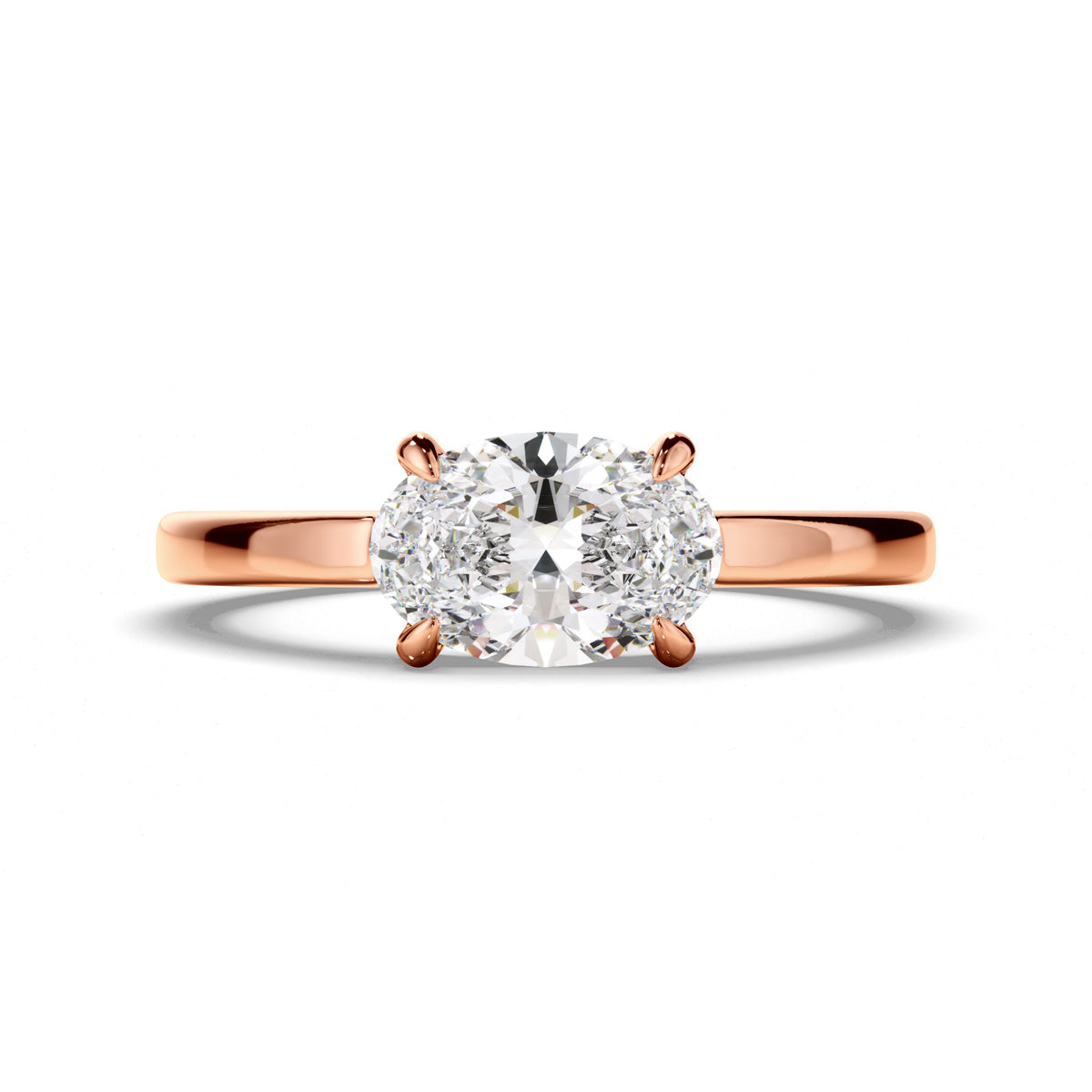 Oval Cut Diamond Solitaire East West Set Engagement Ring