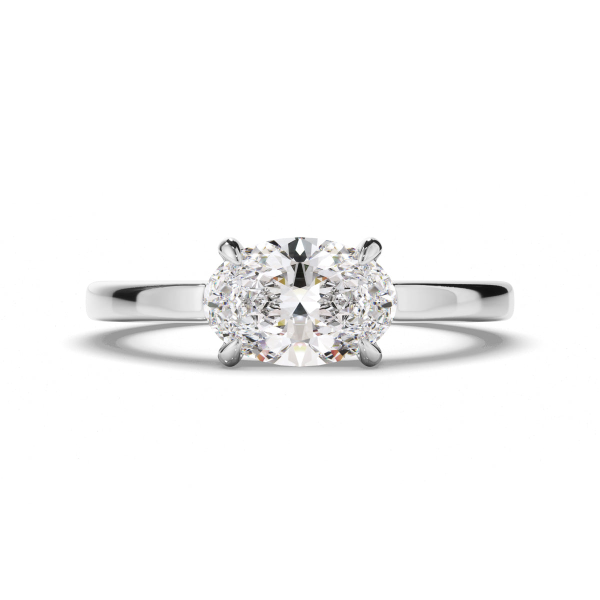 Oval Cut Diamond East West Solitaire Engagement Ring