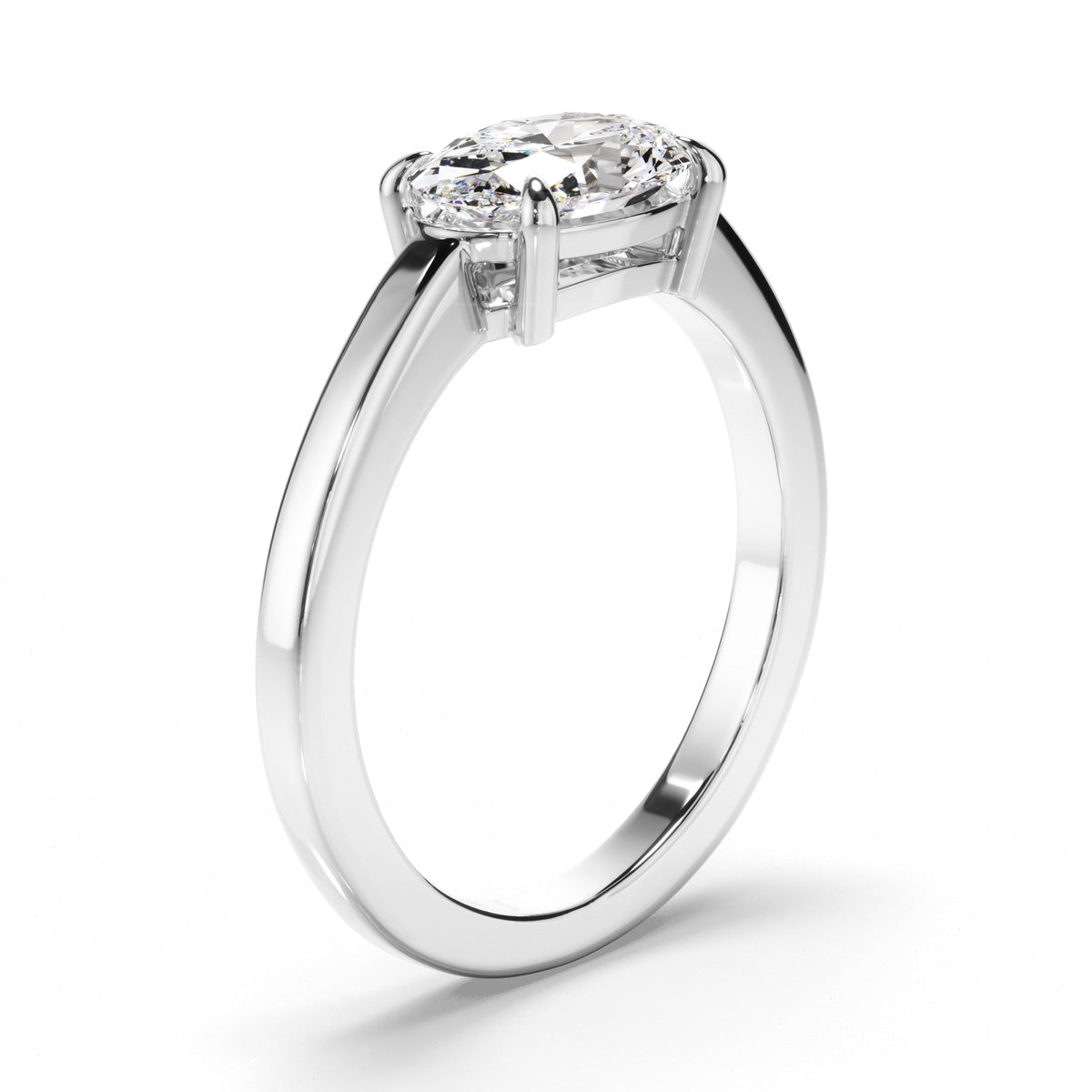 Oval Cut Diamond East West Solitaire Engagement Ring