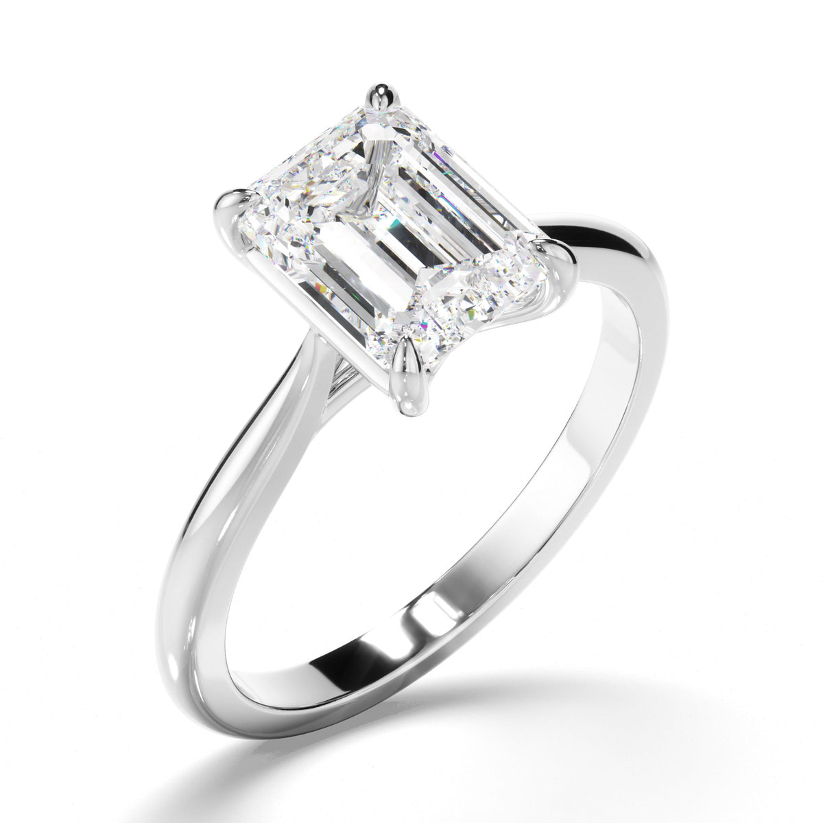 Emerald Cut Diamond Solitaire Engagement Ring