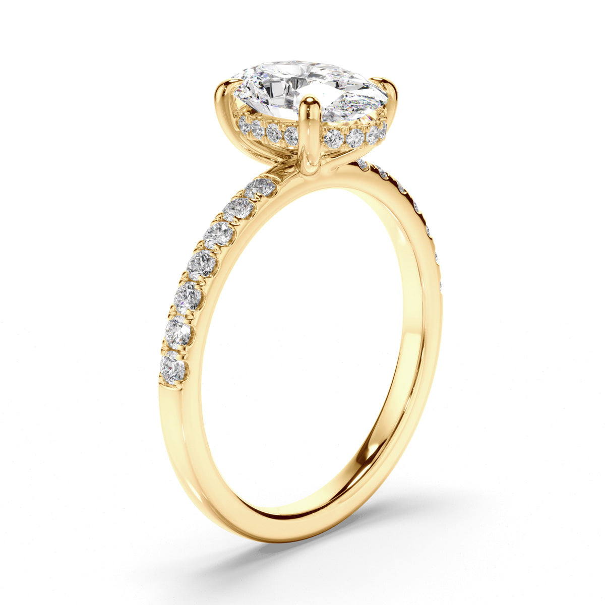 Oval Cut Diamond Engagement Ring with Diamond Sides