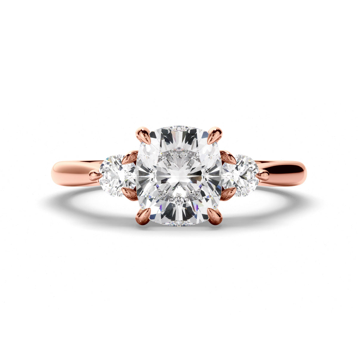 Cushion Cut Diamond Trilogy Engagement Ring