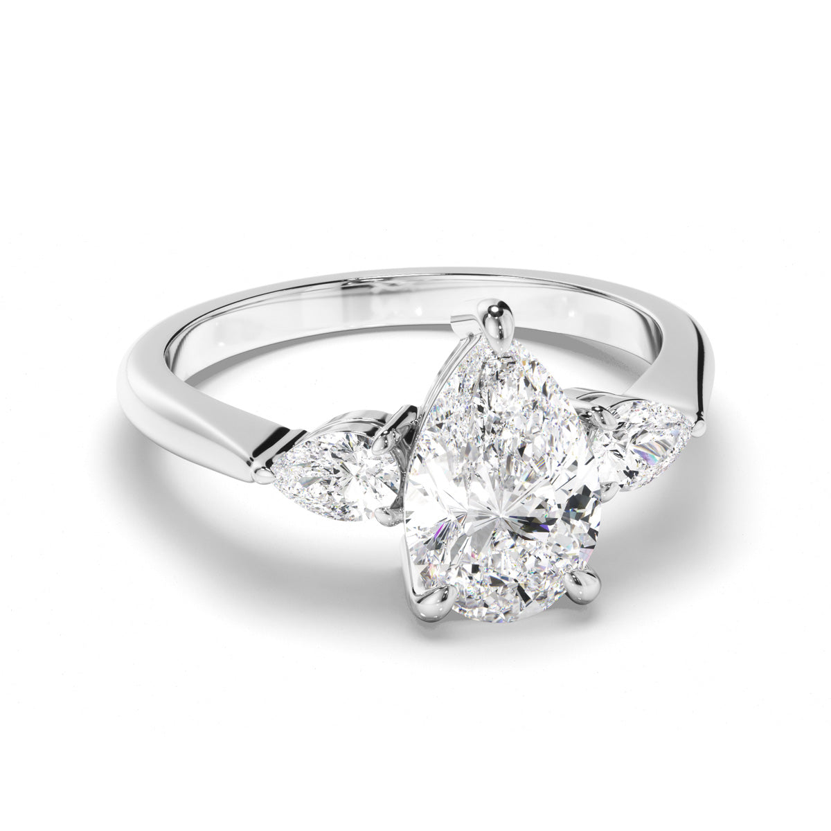 Pear Cut Diamond Trilogy Engagement Ring with Pear Sides