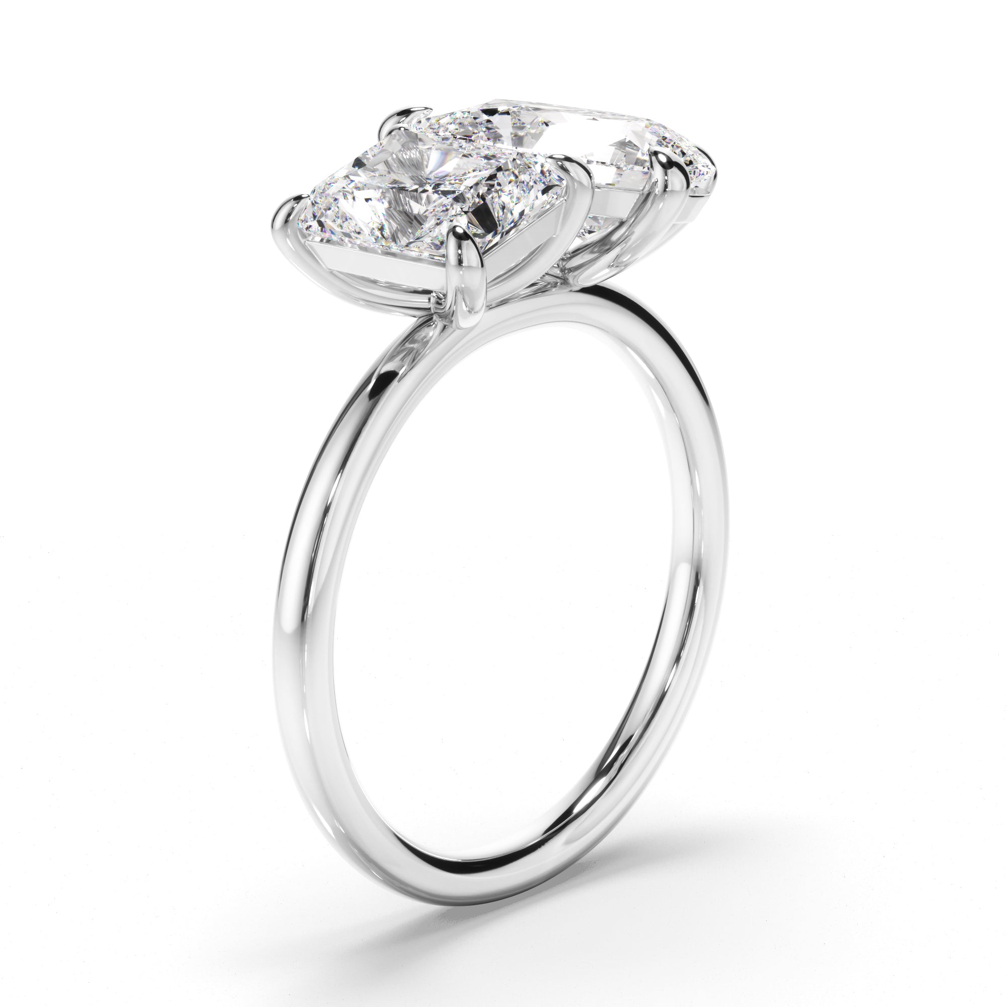 Radiant & Pear Cut Diamond Toi et Moi Engagement Ring