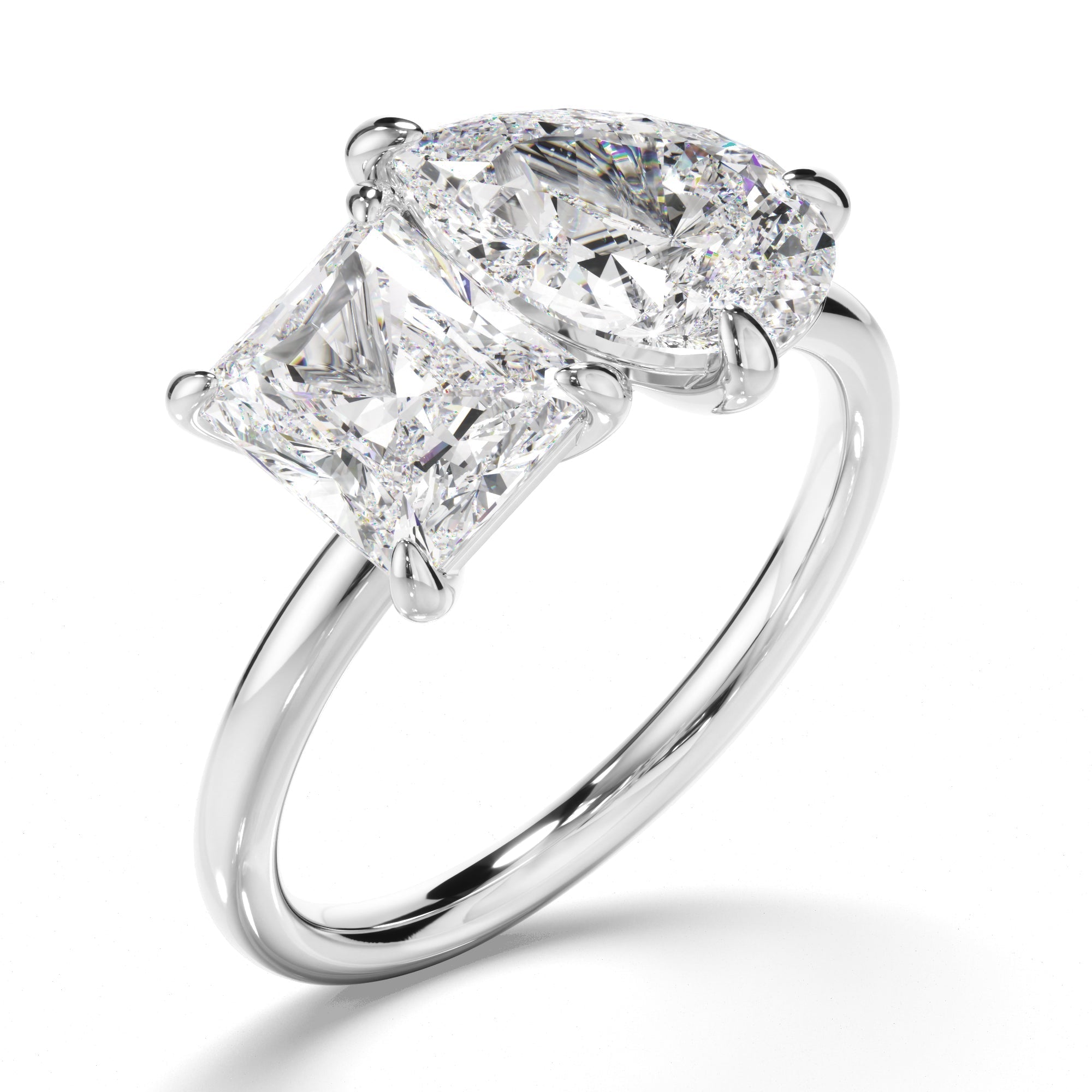 Radiant & Pear Cut Diamond Toi et Moi Engagement Ring