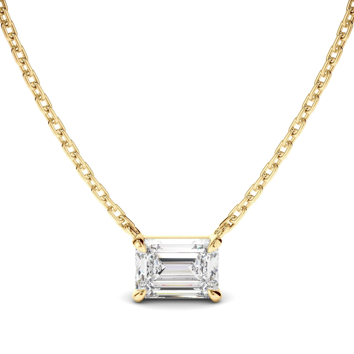 East West Emerald Cut Diamond Necklet
