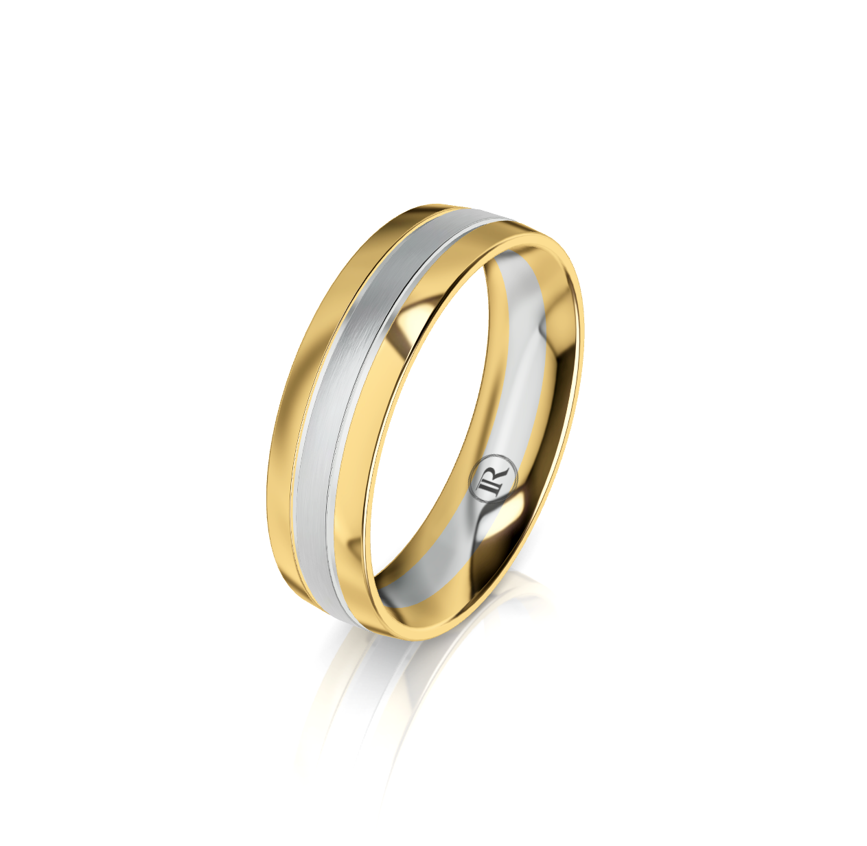 9ct White and Yellow Gold Two Tone Wedding Ring