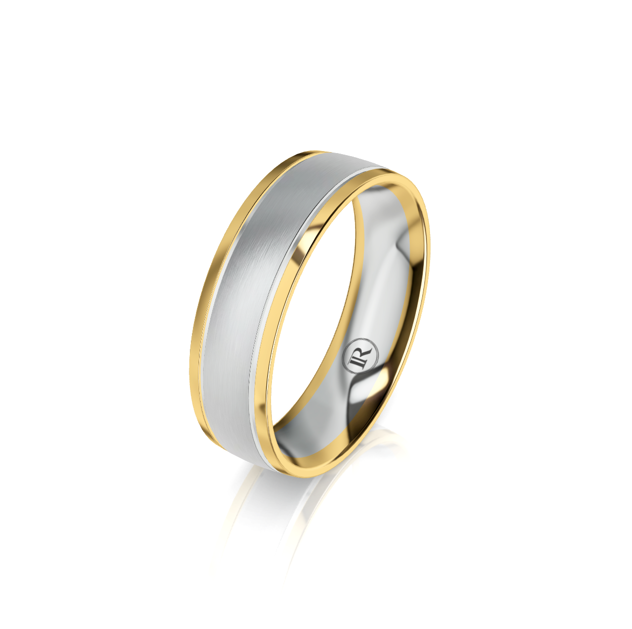 9ct White and Yellow Gold Two Tone Side Cut Wedding Ring