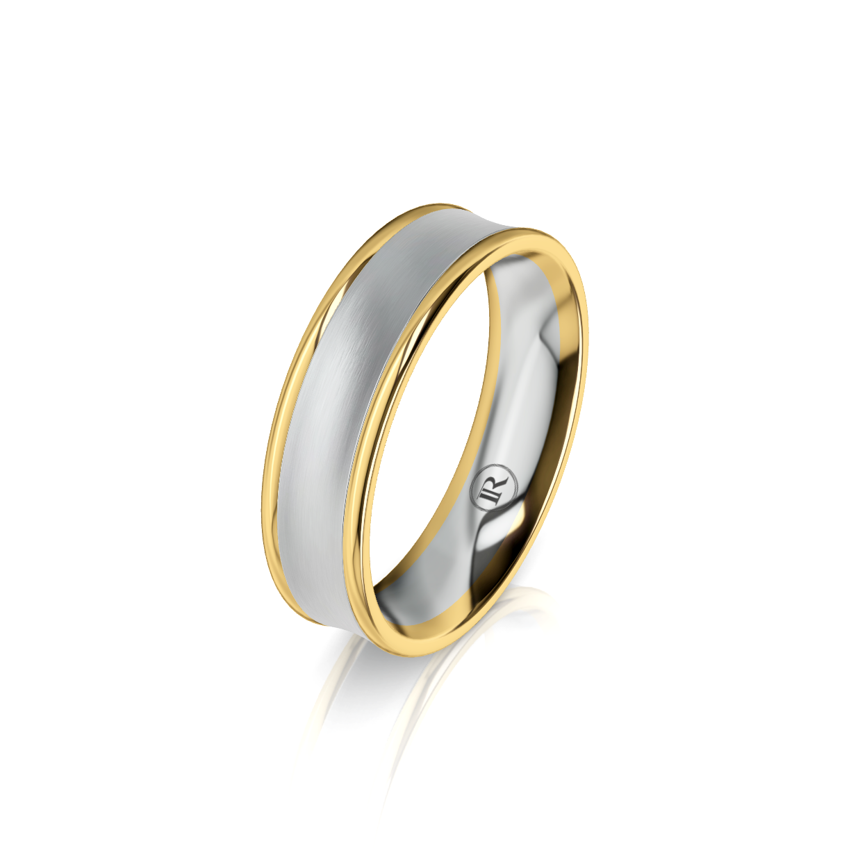 9ct White and Yellow Gold Concave Wedding Ring