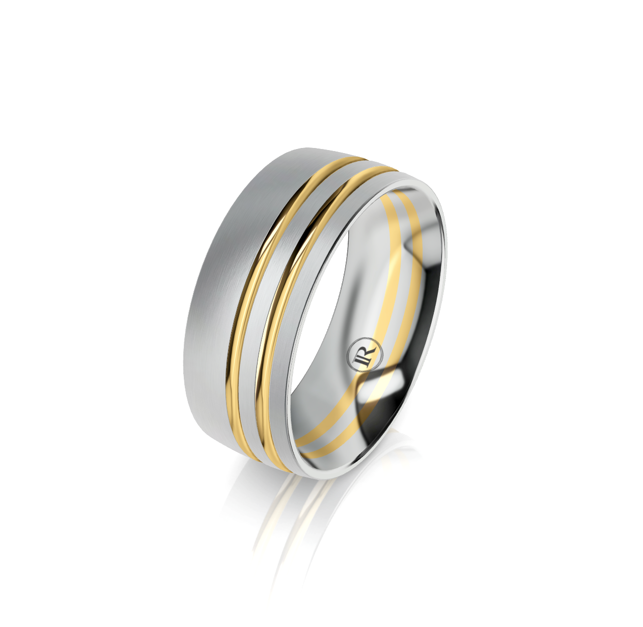 9ct White and Yellow Gold Two Tone Wedding Ring