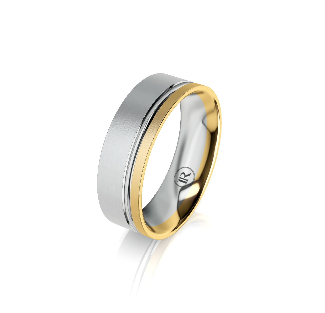 9ct White and Yellow Gold Edge Detail Wedding Ring