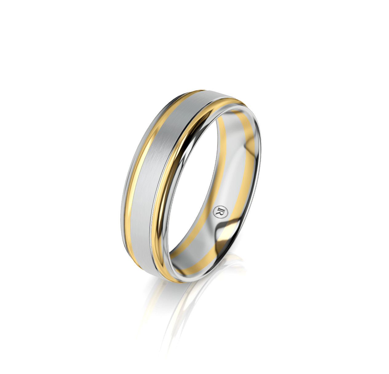 9ct White and Yellow Gold Double Edge Detail Wedding Ring