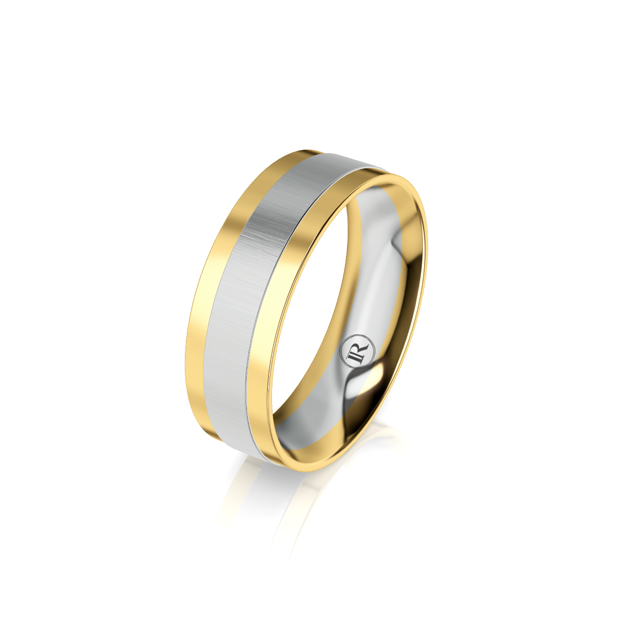 9ct White and Yellow Gold Two Tone Wedding Ring