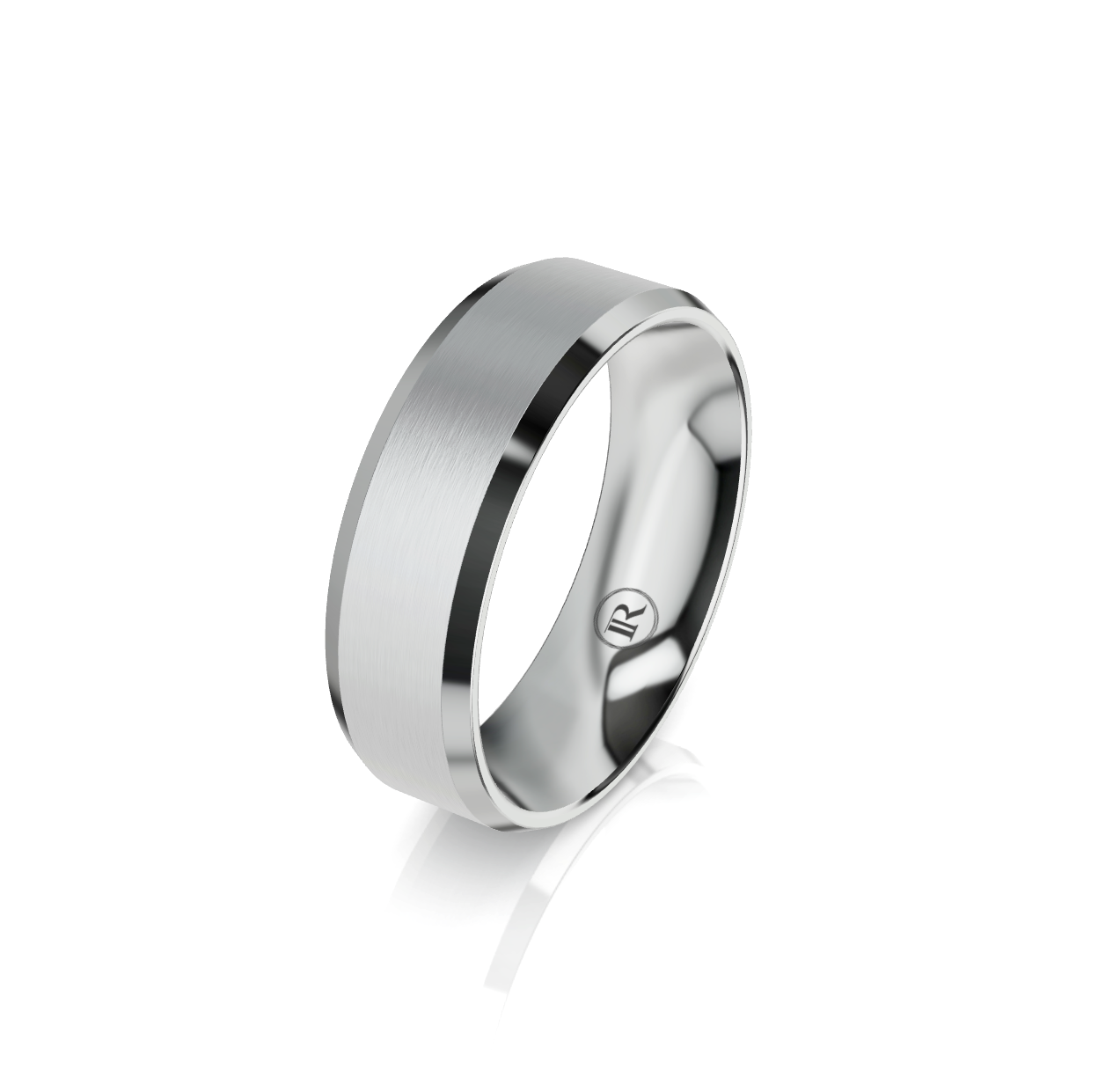 9ct White Gold Bevelled Wedding Ring