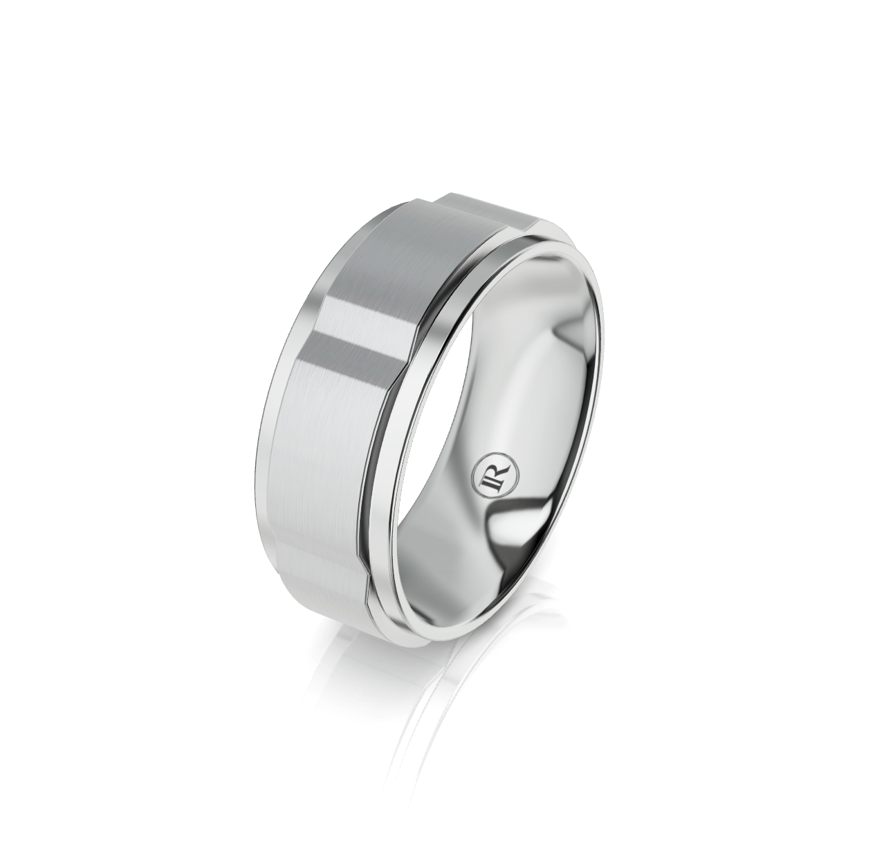 9ct White Gold Raised Detail Wedding Ring