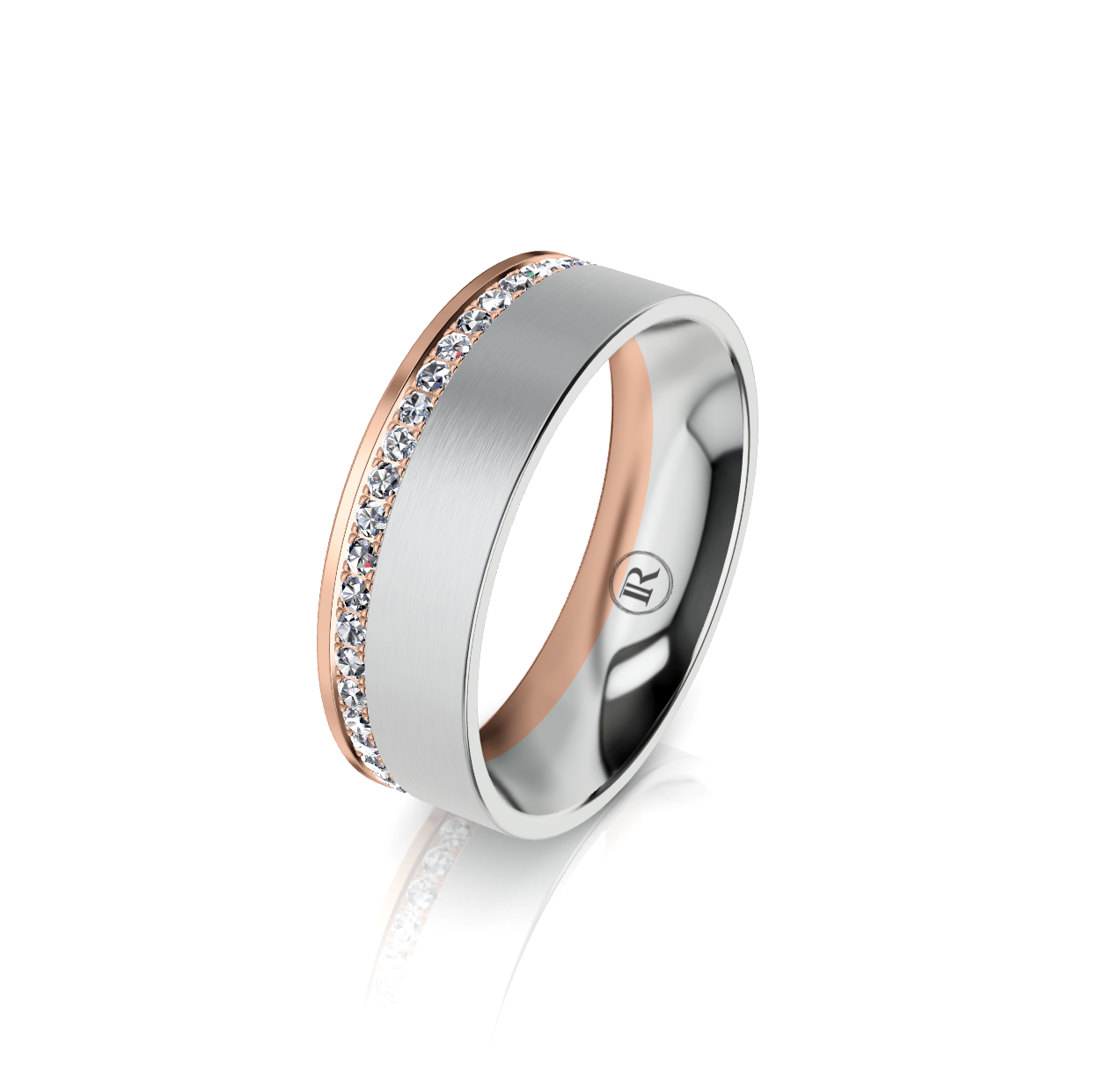 9ct White and Rose Gold Full Diamond Set Wedding Ring