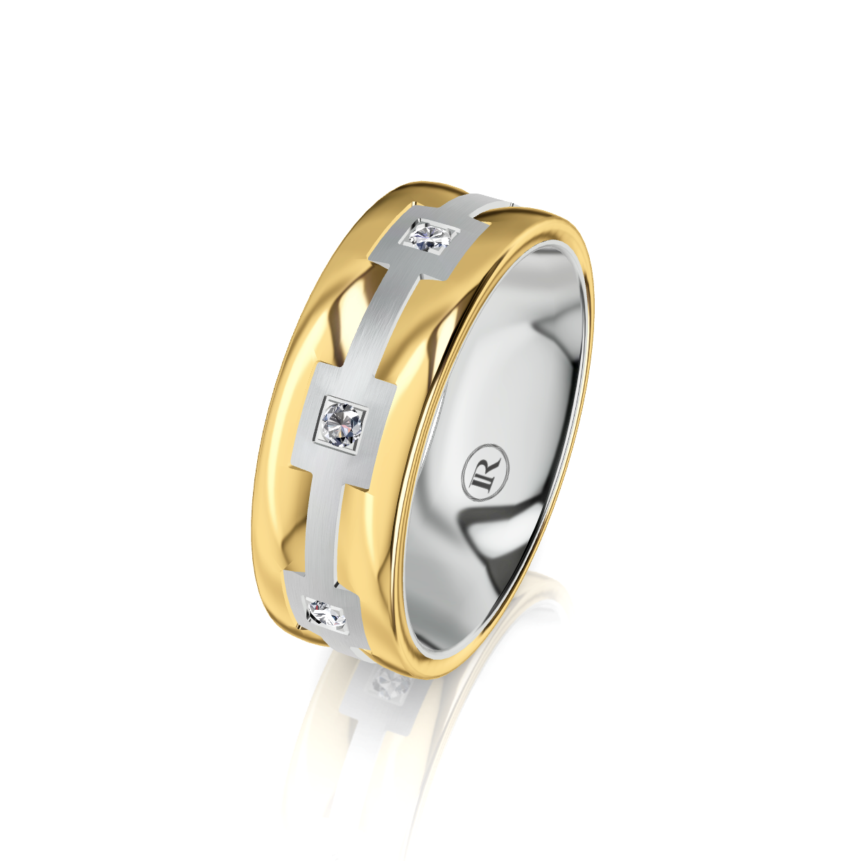 9ct White and Yellow Diamond Set Wedding Ring