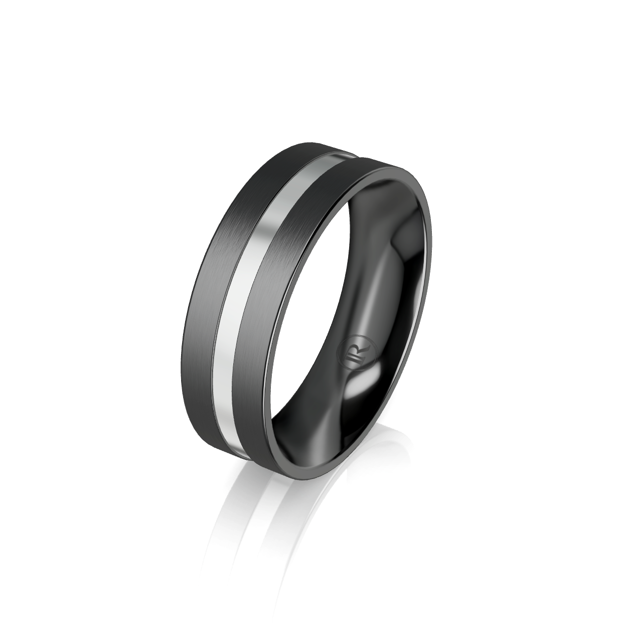 Zirconium and 9ct White Gold Wedding Ring