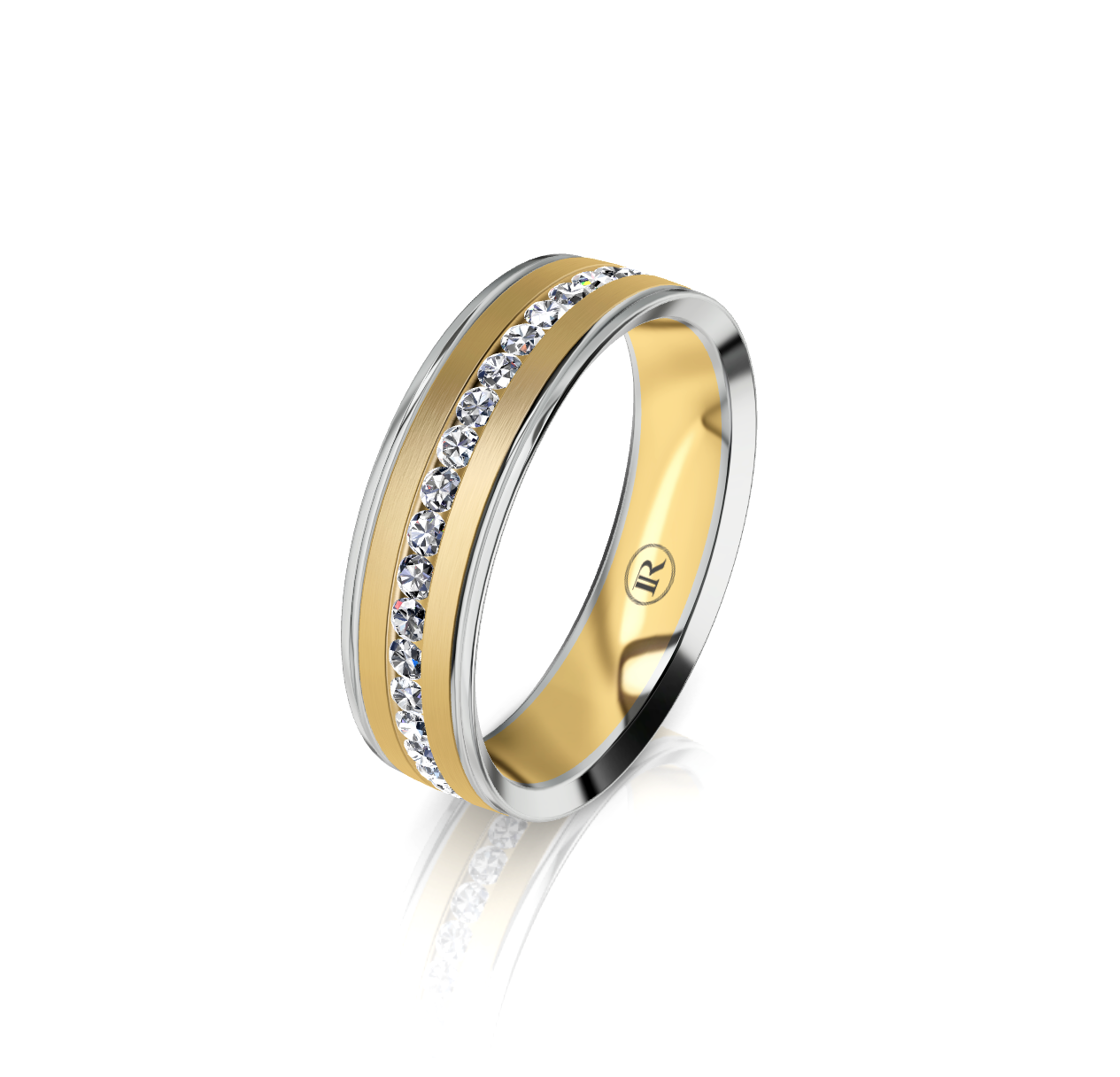 9ct White and Yellow Gold Diamond Set Wedding Ring
