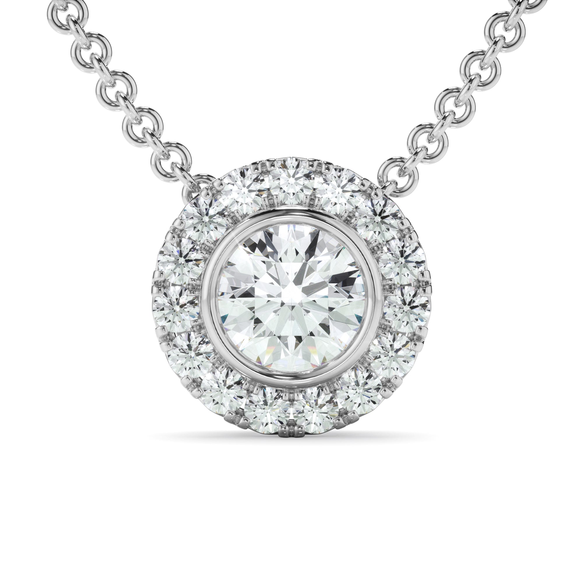 0.70ct Round Brilliant Cut Laboratory-Grown Diamond Halo Necklet